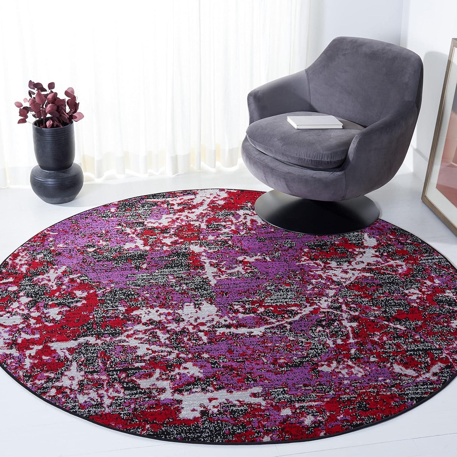 image:imageSAFAVIEH Skyler Collection 8 x 10 BlueIvory SKY186M Modern Abstract NonShedding Living Room Bedroom Dining Home Office Area RugBlackPurple