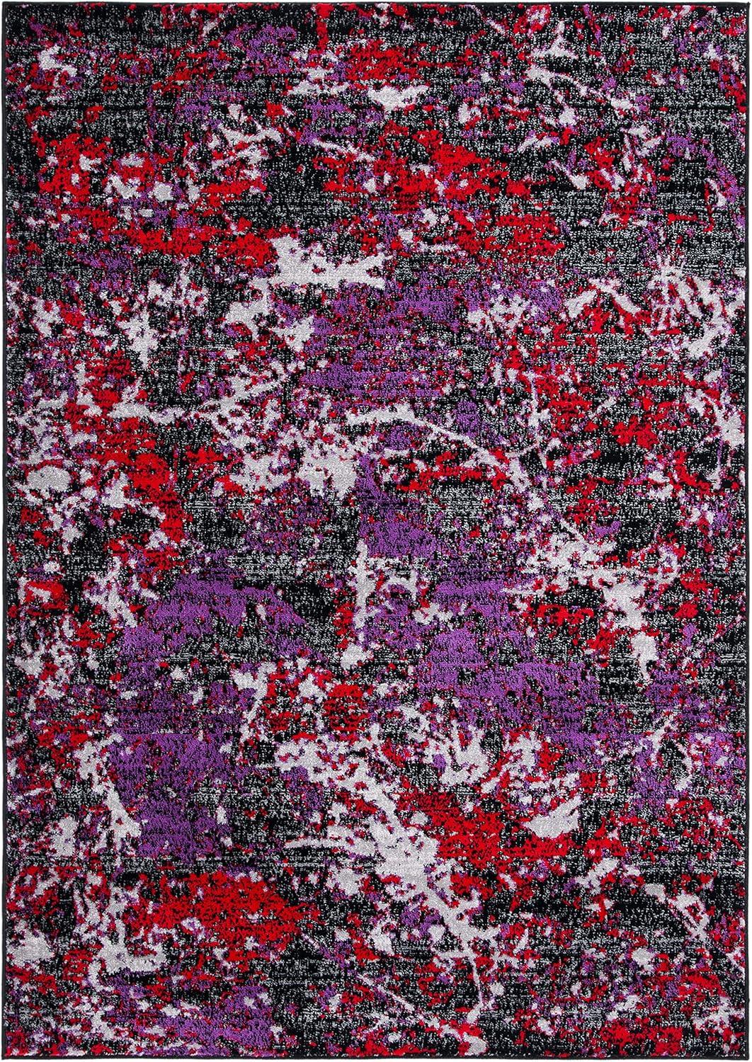 image:imageSAFAVIEH Skyler Collection 8 x 10 BlueIvory SKY186M Modern Abstract NonShedding Living Room Bedroom Dining Home Office Area RugBlackPurple