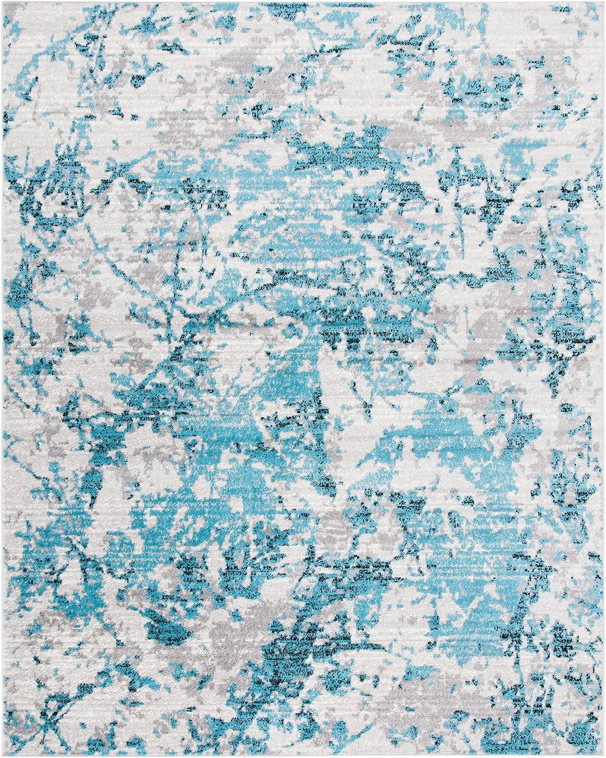 image:imageSAFAVIEH Skyler Collection 8 x 10 BlueIvory SKY186M Modern Abstract NonShedding Living Room Bedroom Dining Home Office Area RugBlueIvory