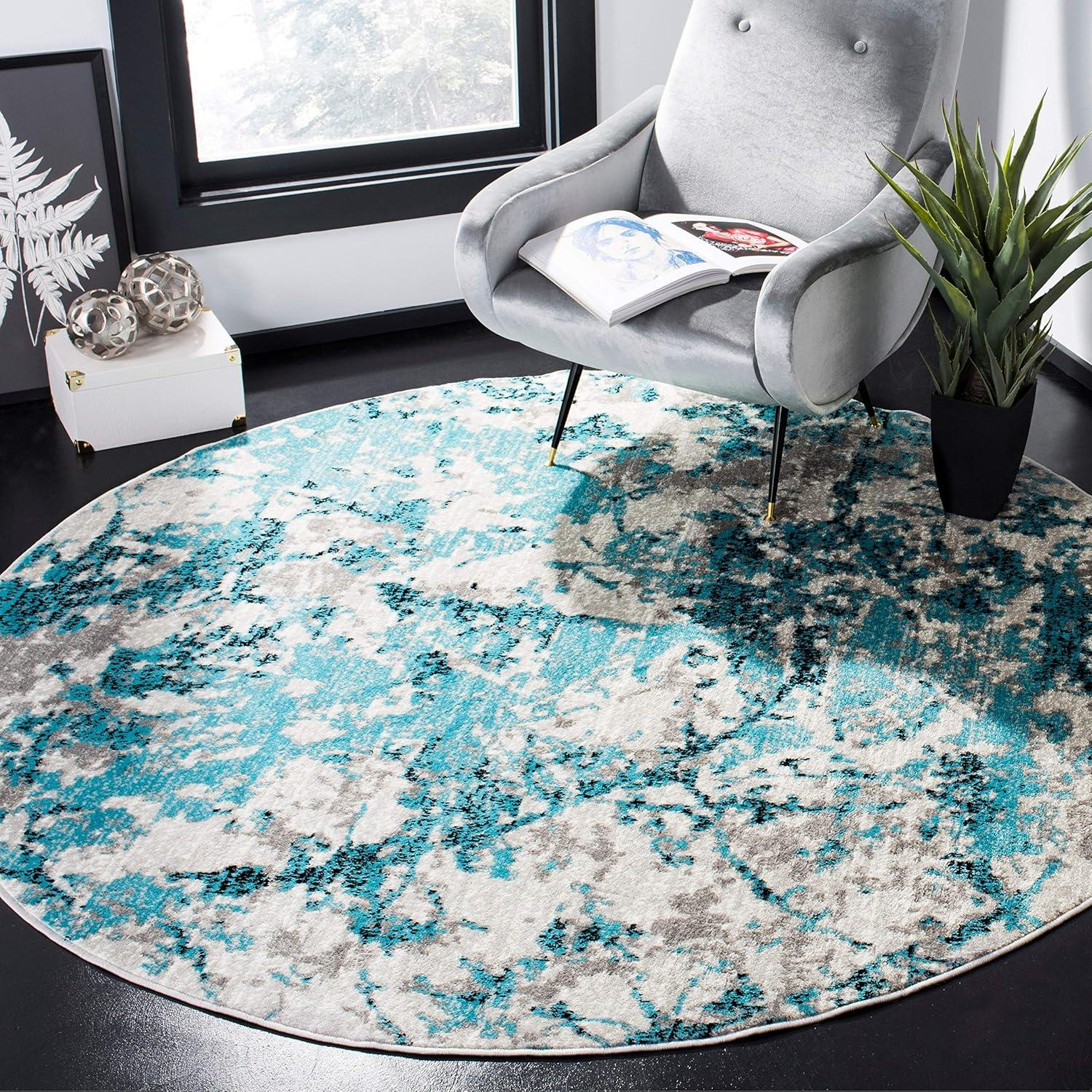 image:imageSAFAVIEH Skyler Collection 8 x 10 BlueIvory SKY186M Modern Abstract NonShedding Living Room Bedroom Dining Home Office Area RugBlueIvory