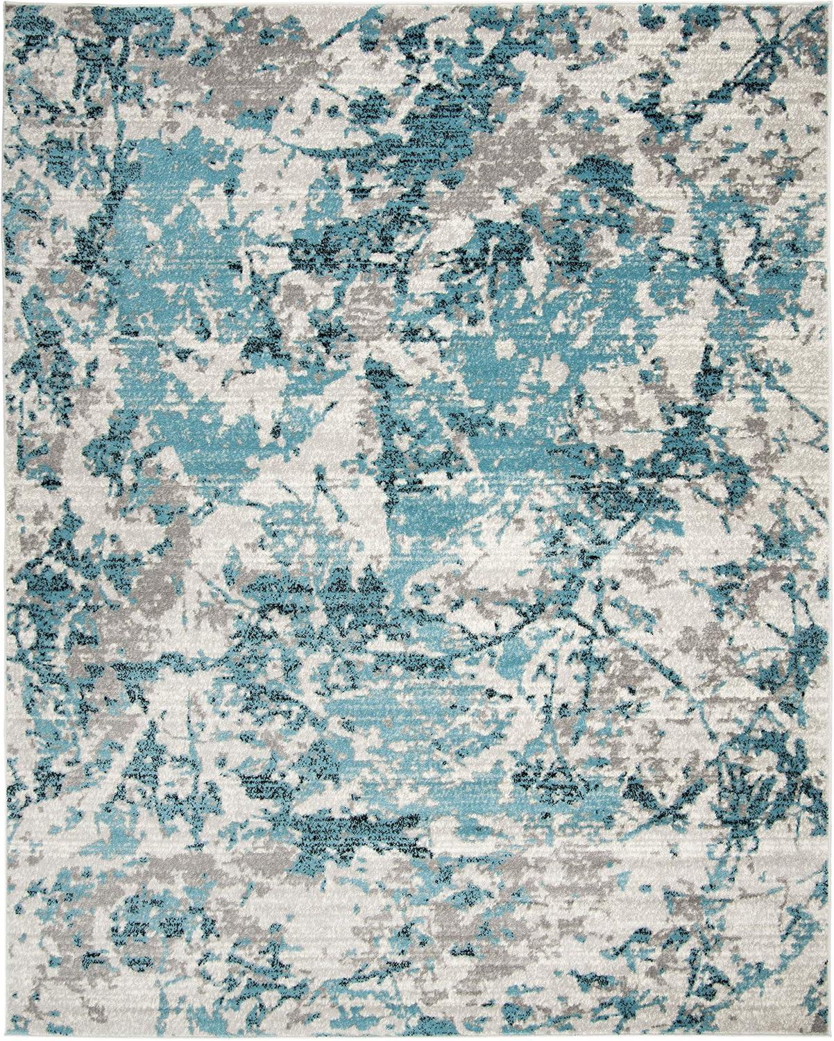 image:imageSAFAVIEH Skyler Collection 8 x 10 BlueIvory SKY186M Modern Abstract NonShedding Living Room Bedroom Dining Home Office Area RugBlueIvory