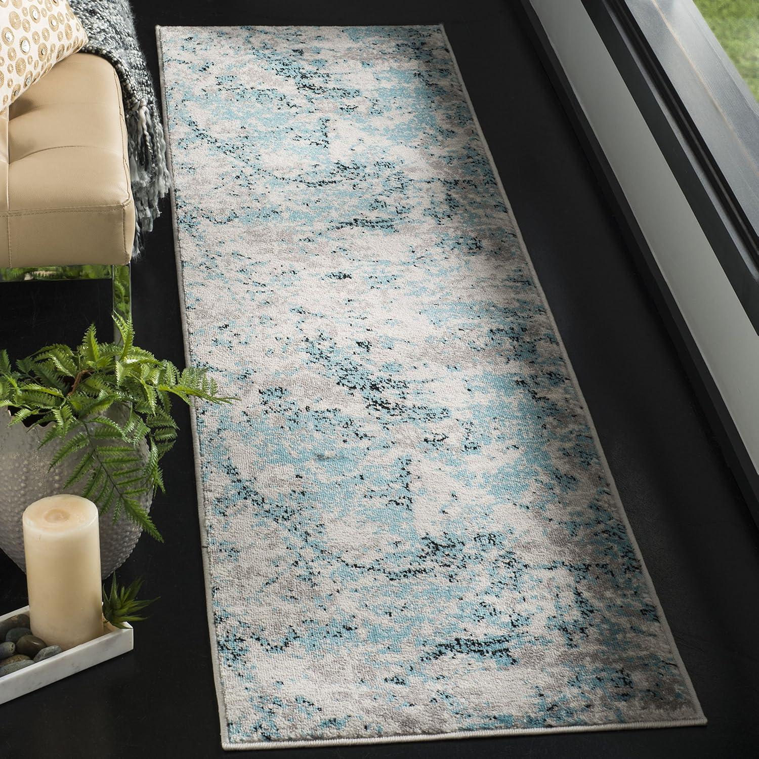 image:imageSAFAVIEH Skyler Collection 8 x 10 BlueIvory SKY186M Modern Abstract NonShedding Living Room Bedroom Dining Home Office Area RugBlueIvory