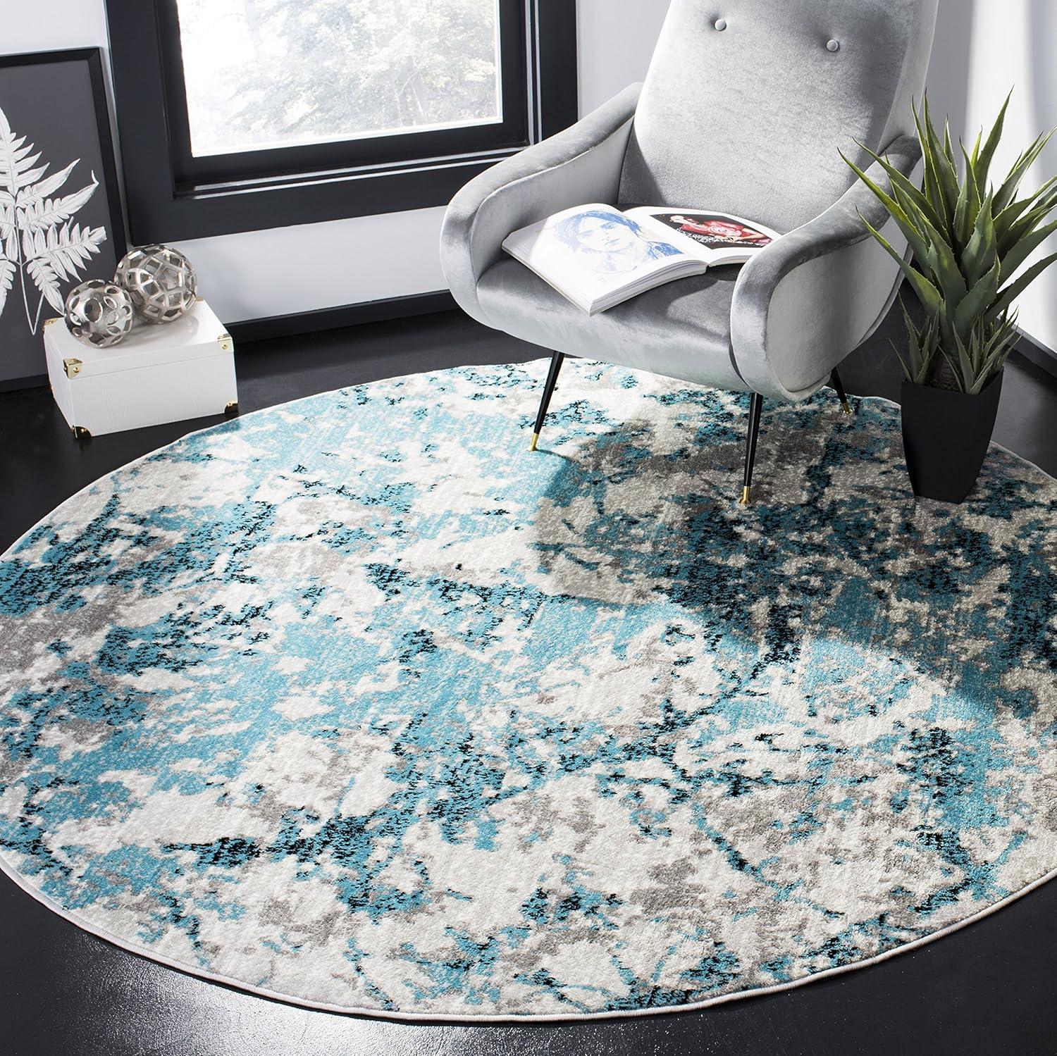 image:imageSAFAVIEH Skyler Collection 8 x 10 BlueIvory SKY186M Modern Abstract NonShedding Living Room Bedroom Dining Home Office Area RugBlueIvory