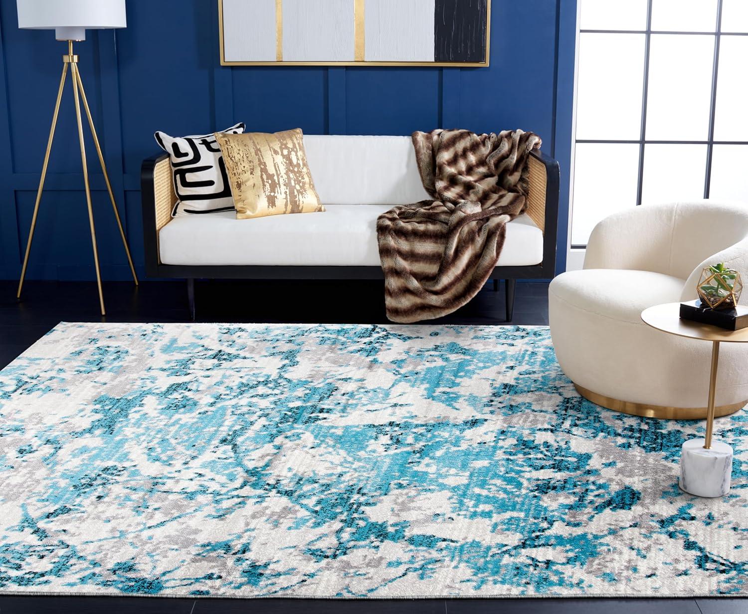 image:imageSAFAVIEH Skyler Collection 8 x 10 BlueIvory SKY186M Modern Abstract NonShedding Living Room Bedroom Dining Home Office Area RugBlueIvory