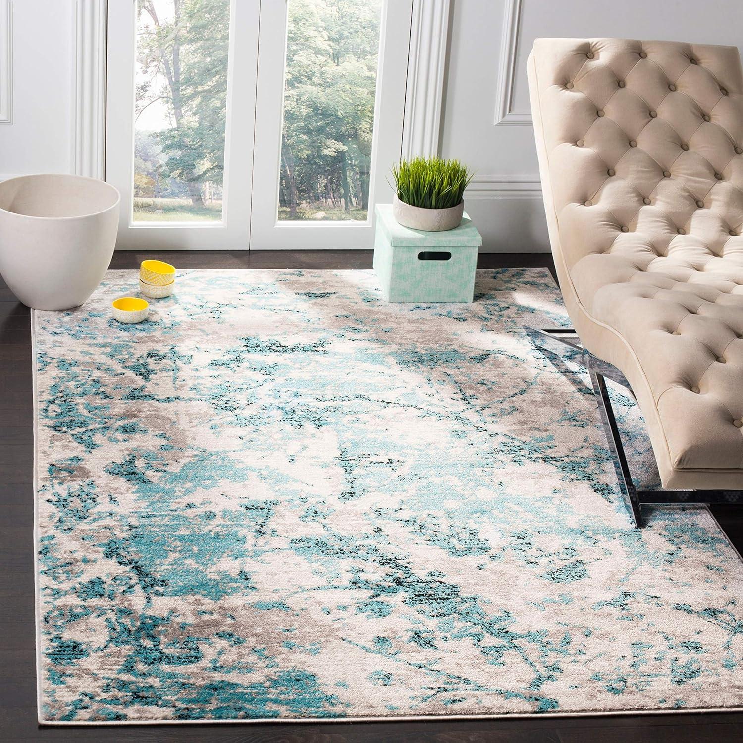 image:imageSAFAVIEH Skyler Collection 8 x 10 BlueIvory SKY186M Modern Abstract NonShedding Living Room Bedroom Dining Home Office Area RugBlueIvory