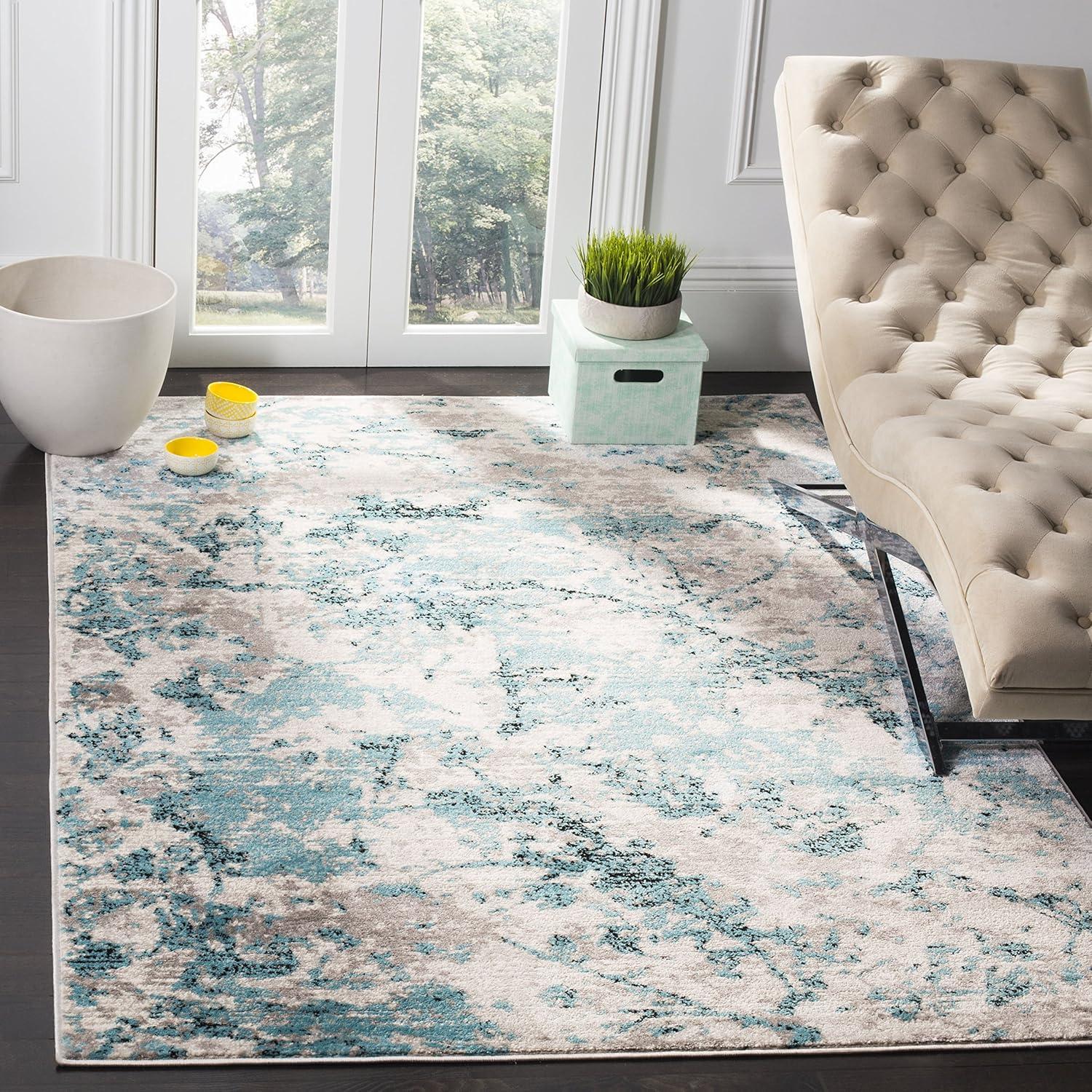 image:imageSAFAVIEH Skyler Collection 8 x 10 BlueIvory SKY186M Modern Abstract NonShedding Living Room Bedroom Dining Home Office Area RugBlueIvory
