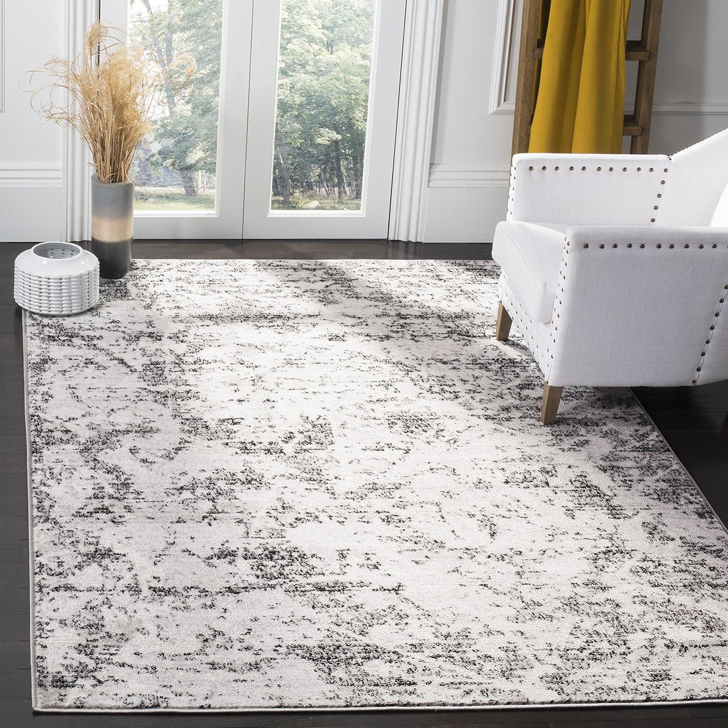 image:imageSAFAVIEH Skyler Collection 8 x 10 BlueIvory SKY186M Modern Abstract NonShedding Living Room Bedroom Dining Home Office Area RugCharcoalIvory