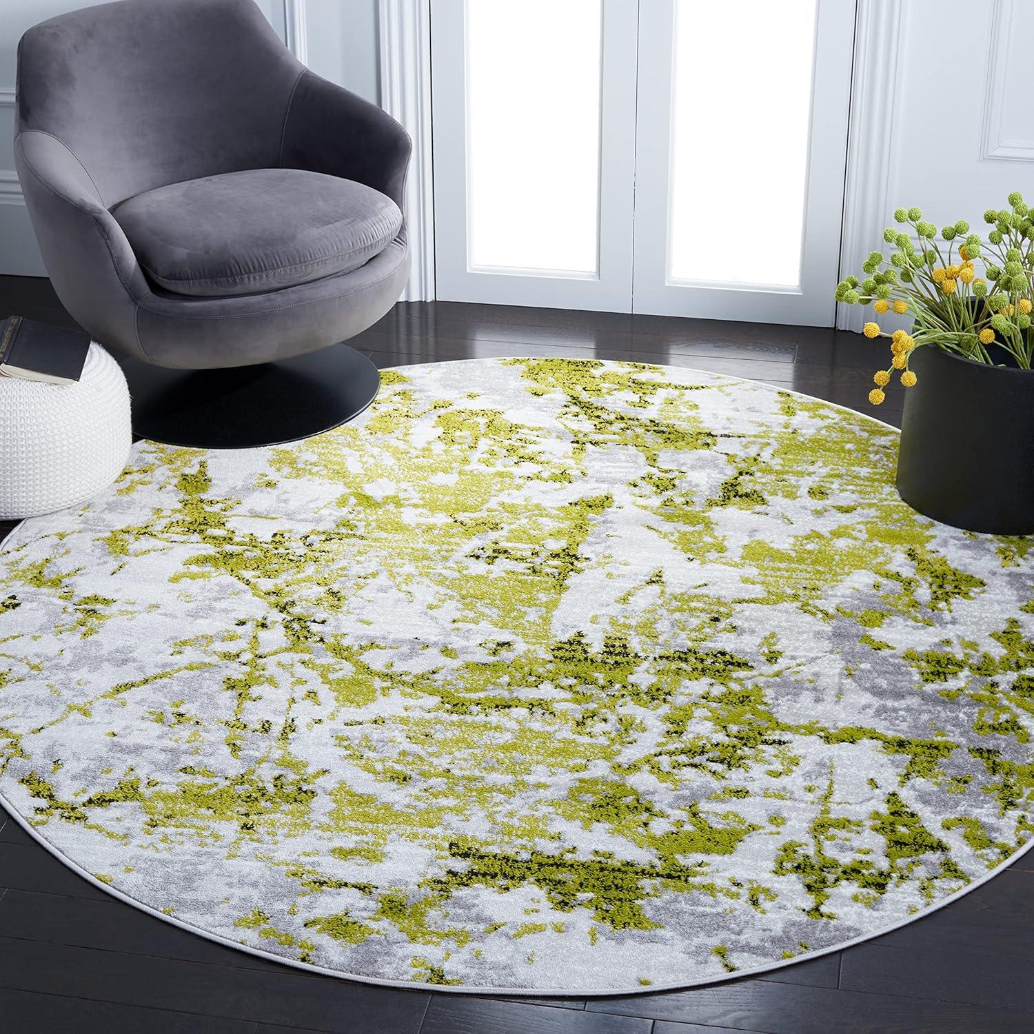 image:imageSAFAVIEH Skyler Collection 8 x 10 BlueIvory SKY186M Modern Abstract NonShedding Living Room Bedroom Dining Home Office Area RugGreyGreen