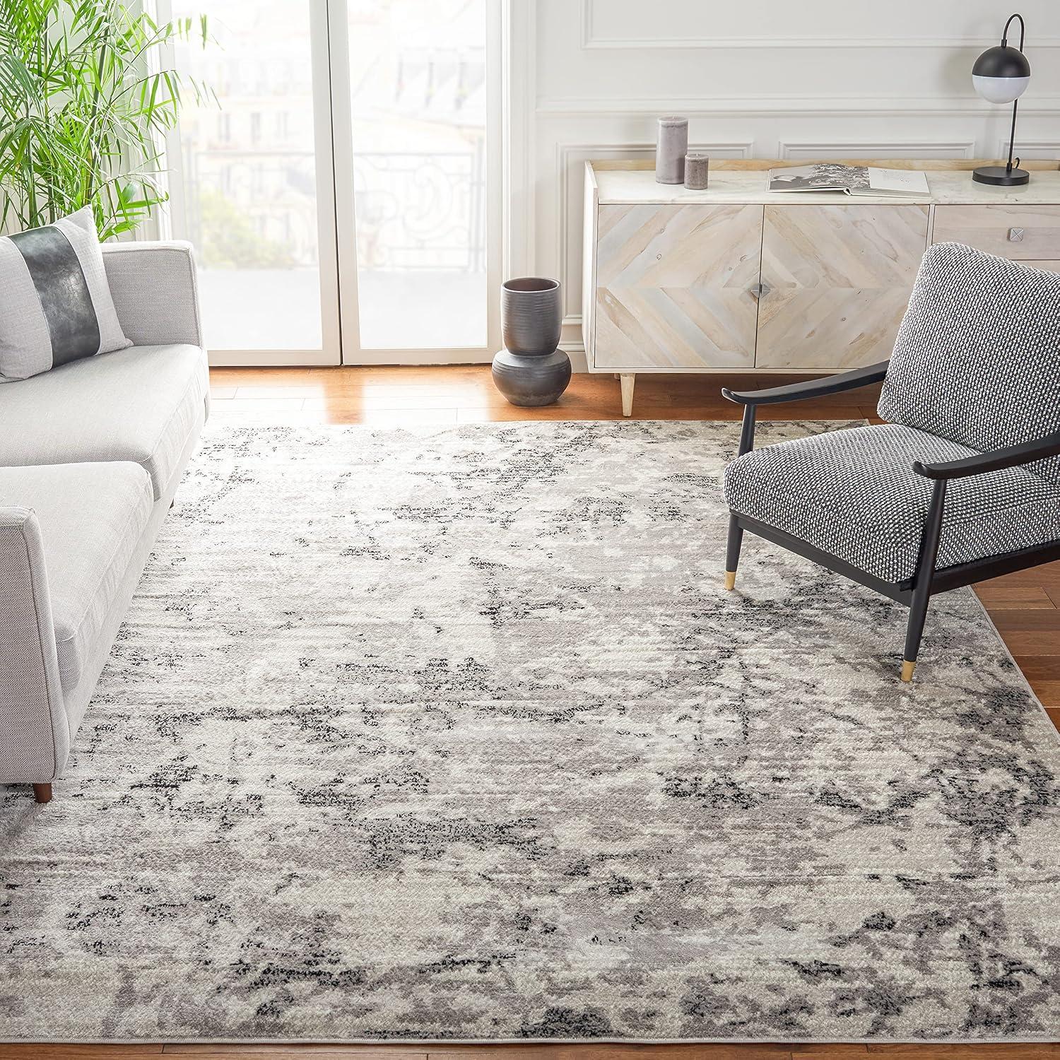 image:imageSAFAVIEH Skyler Collection 8 x 10 BlueIvory SKY186M Modern Abstract NonShedding Living Room Bedroom Dining Home Office Area RugGreyIvory