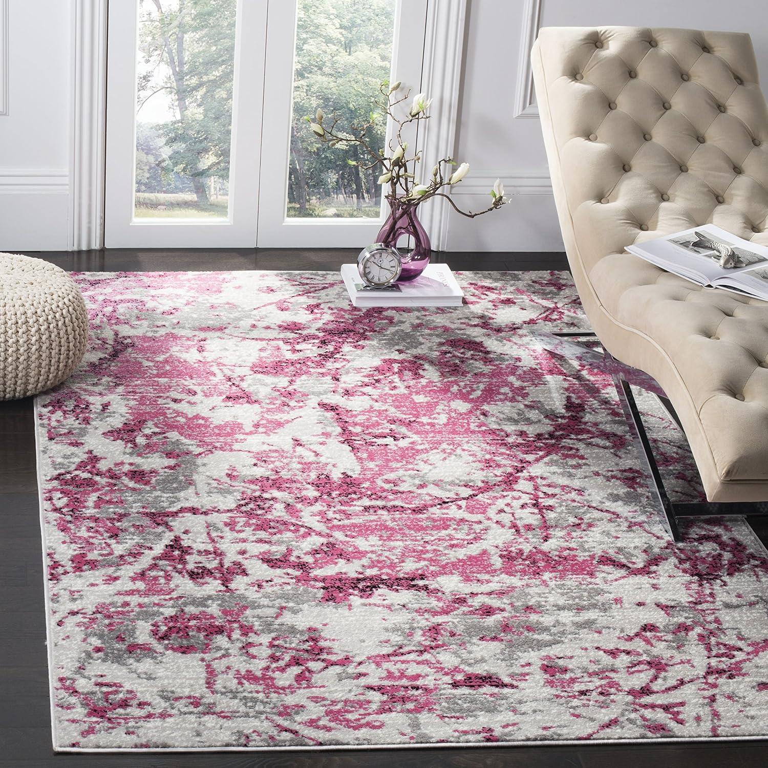 image:imageSAFAVIEH Skyler Collection 8 x 10 BlueIvory SKY186M Modern Abstract NonShedding Living Room Bedroom Dining Home Office Area RugPinkIvory