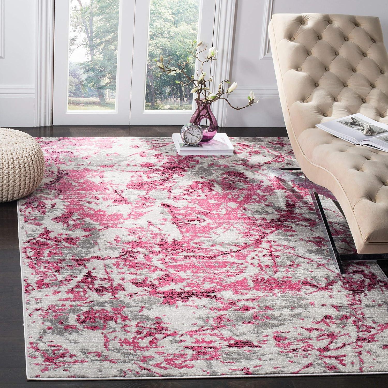 image:imageSAFAVIEH Skyler Collection 8 x 10 BlueIvory SKY186M Modern Abstract NonShedding Living Room Bedroom Dining Home Office Area RugPinkIvory