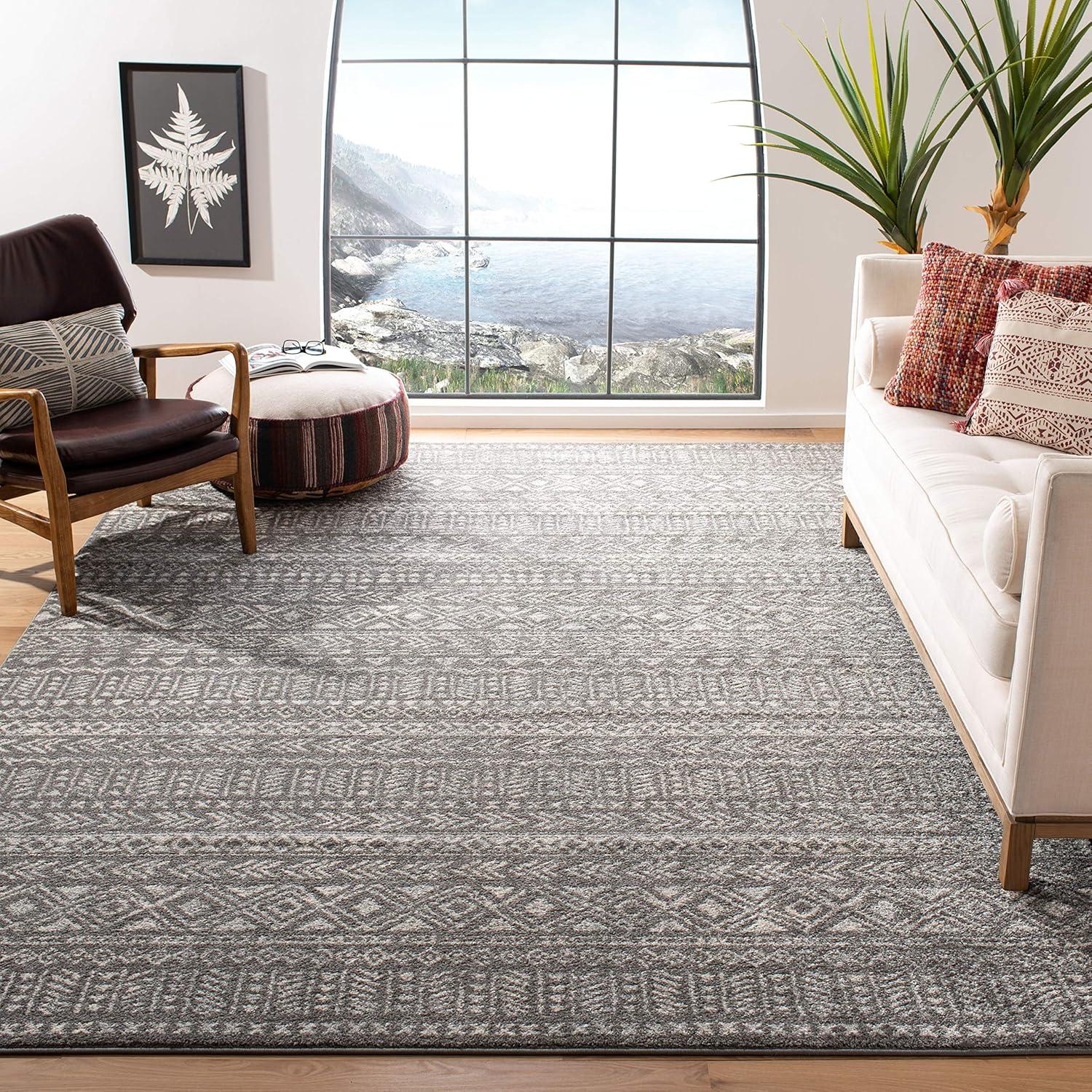 image:imageSAFAVIEH Tulum Collection Area Rug 53 x 76 Dark Grey amp Ivory Moroccan Boho Distressed Design NonShedding amp Easy to Clean Ideal for Living Room Bedroom Dining Space TUL263FDark GreyIvory