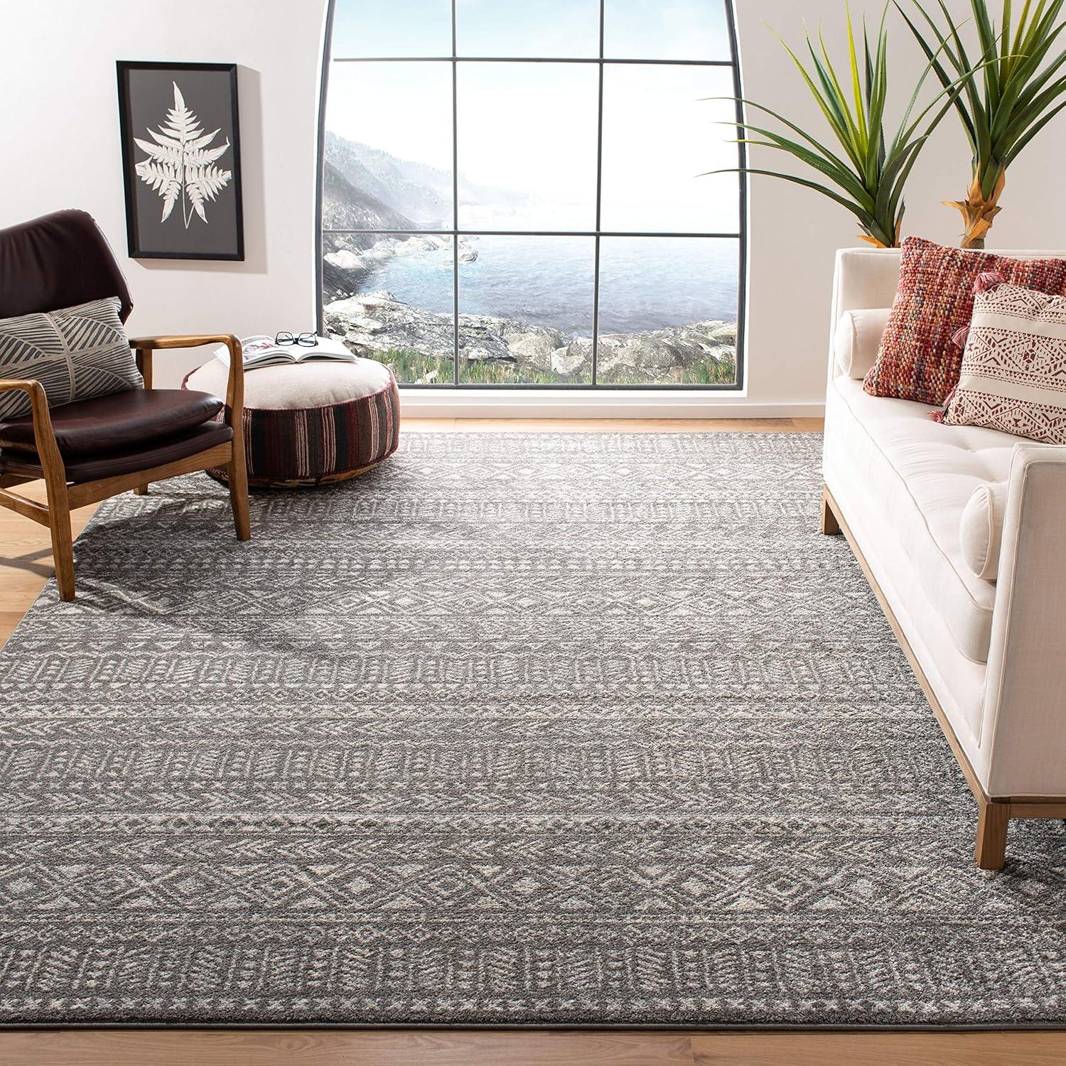 image:imageSAFAVIEH Tulum Collection Area Rug 53 x 76 Dark Grey amp Ivory Moroccan Boho Distressed Design NonShedding amp Easy to Clean Ideal for Living Room Bedroom Dining Space TUL263FDark GreyIvory