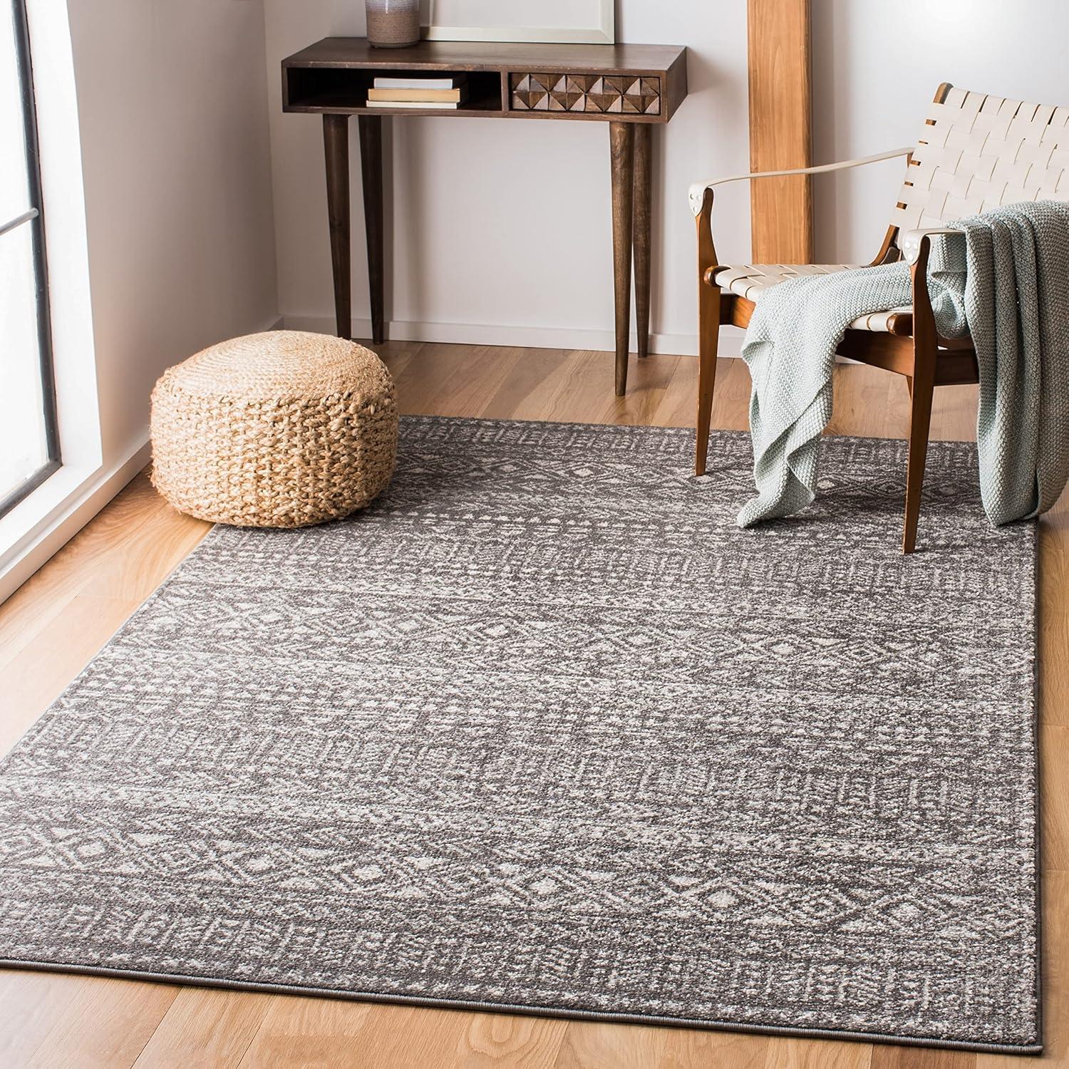 image:imageSAFAVIEH Tulum Collection Area Rug 53 x 76 Dark Grey amp Ivory Moroccan Boho Distressed Design NonShedding amp Easy to Clean Ideal for Living Room Bedroom Dining Space TUL263FDark GreyIvory