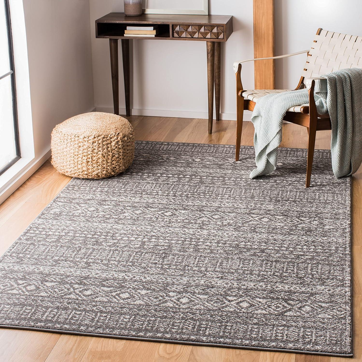 image:imageSAFAVIEH Tulum Collection Area Rug 53 x 76 Dark Grey amp Ivory Moroccan Boho Distressed Design NonShedding amp Easy to Clean Ideal for Living Room Bedroom Dining Space TUL263FDark GreyIvory