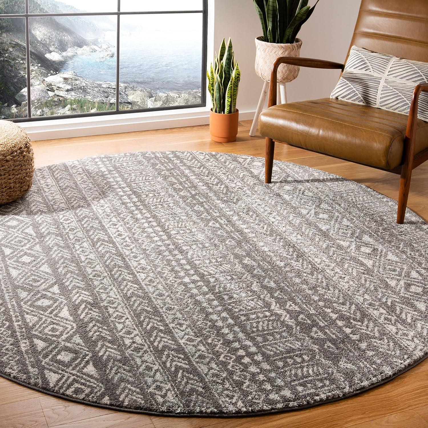 image:imageSAFAVIEH Tulum Collection Area Rug 53 x 76 Dark Grey amp Ivory Moroccan Boho Distressed Design NonShedding amp Easy to Clean Ideal for Living Room Bedroom Dining Space TUL263FDark GreyIvory