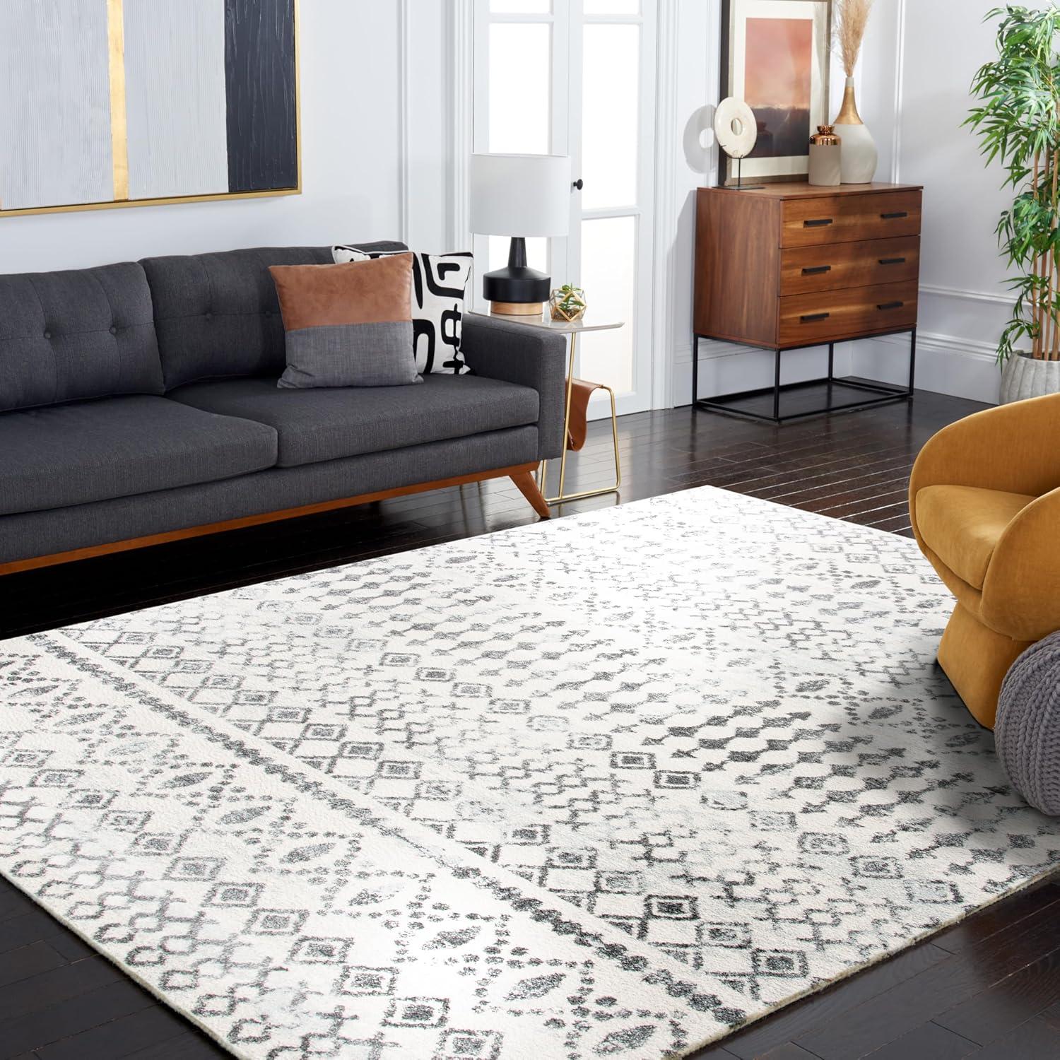 image:imageSAFAVIEH Tulum Collection Area Rug 53 x 76 Ivory amp Grey Moroccan Boho Distressed Design NonShedding amp Easy to Clean Ideal for Living Room Bedroom Dining Space TUL240AIvoryGrey