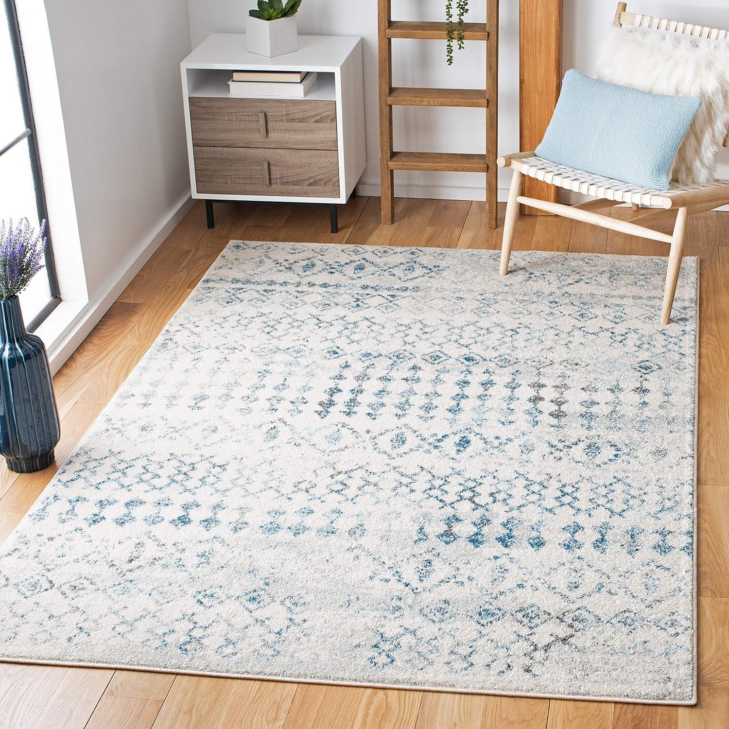 image:imageSAFAVIEH Tulum Collection Area Rug 53 x 76 Ivory amp Grey Moroccan Boho Distressed Design NonShedding amp Easy to Clean Ideal for Living Room Bedroom Dining Space TUL240AIvoryTurquoise