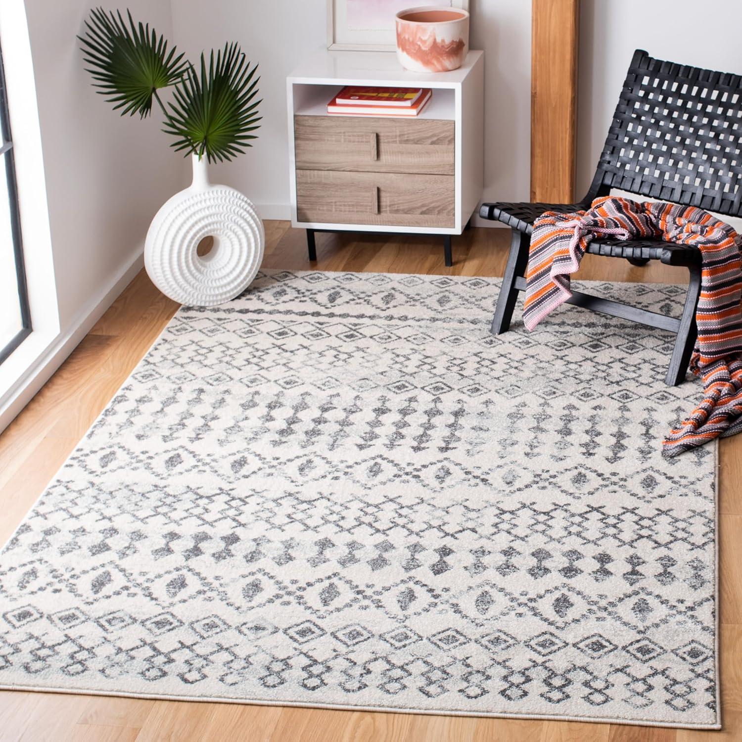 image:imageSAFAVIEH Tulum Collection Area Rug 53 x 76 Ivory amp Grey Moroccan Boho Distressed Design NonShedding amp Easy to Clean Ideal for Living Room Bedroom Dining Space TUL240AIvoryGrey
