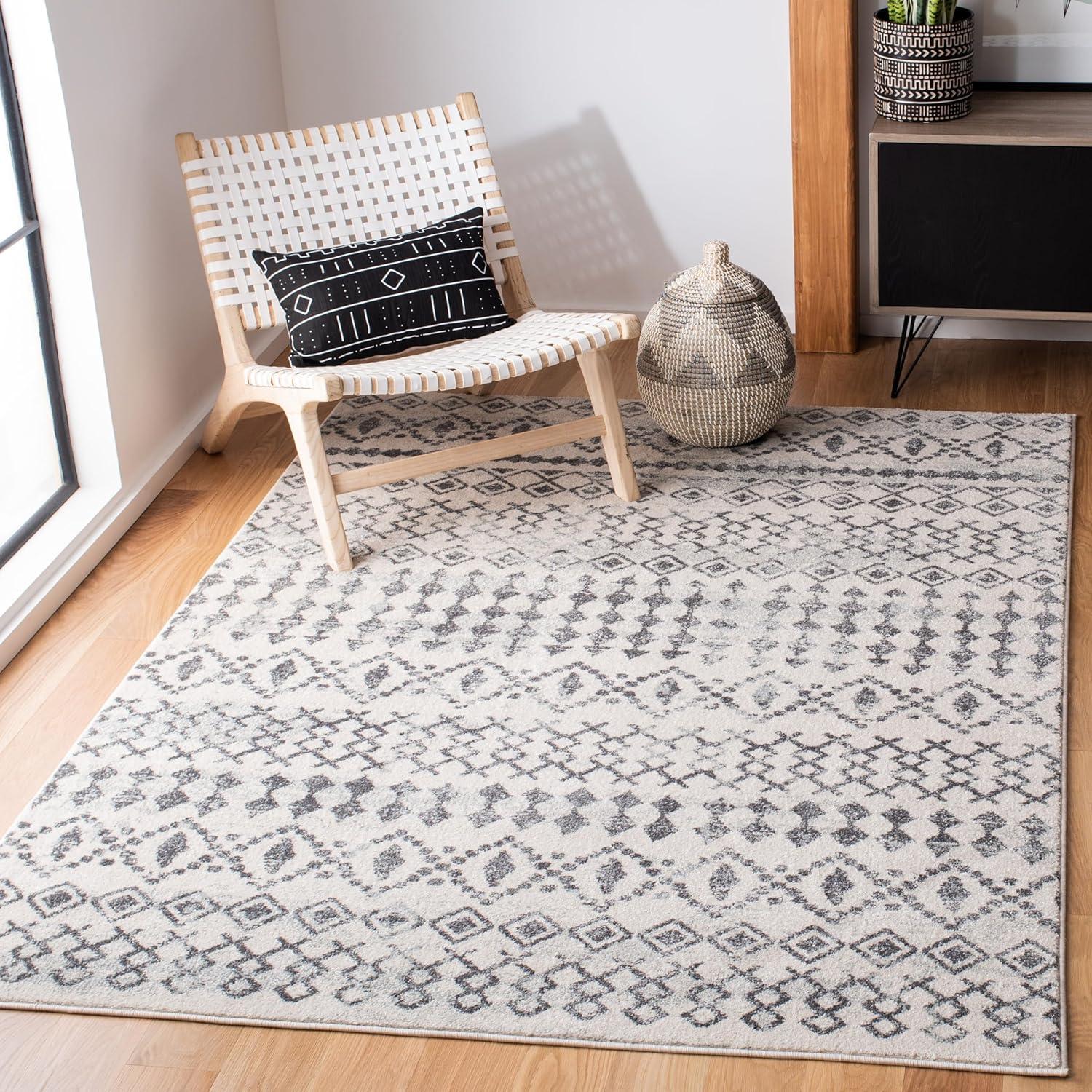 image:imageSAFAVIEH Tulum Collection Area Rug 53 x 76 Ivory amp Grey Moroccan Boho Distressed Design NonShedding amp Easy to Clean Ideal for Living Room Bedroom Dining Space TUL240AIvoryGrey