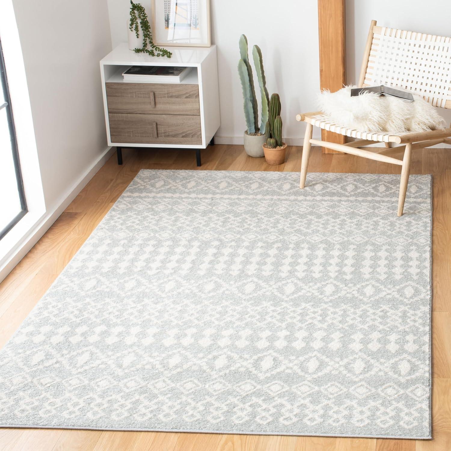 image:imageSAFAVIEH Tulum Collection Area Rug 53 x 76 Ivory amp Grey Moroccan Boho Distressed Design NonShedding amp Easy to Clean Ideal for Living Room Bedroom Dining Space TUL240ALight GreyIvory