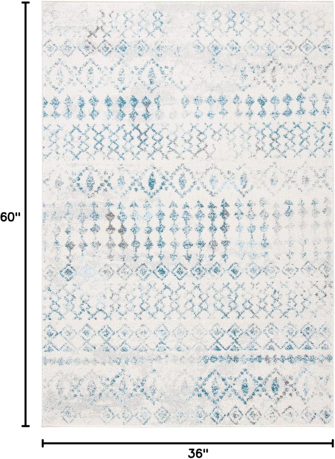 image:imageSAFAVIEH Tulum Collection Area Rug 53 x 76 Ivory amp Grey Moroccan Boho Distressed Design NonShedding amp Easy to Clean Ideal for Living Room Bedroom Dining Space TUL240AIvoryTurquoise