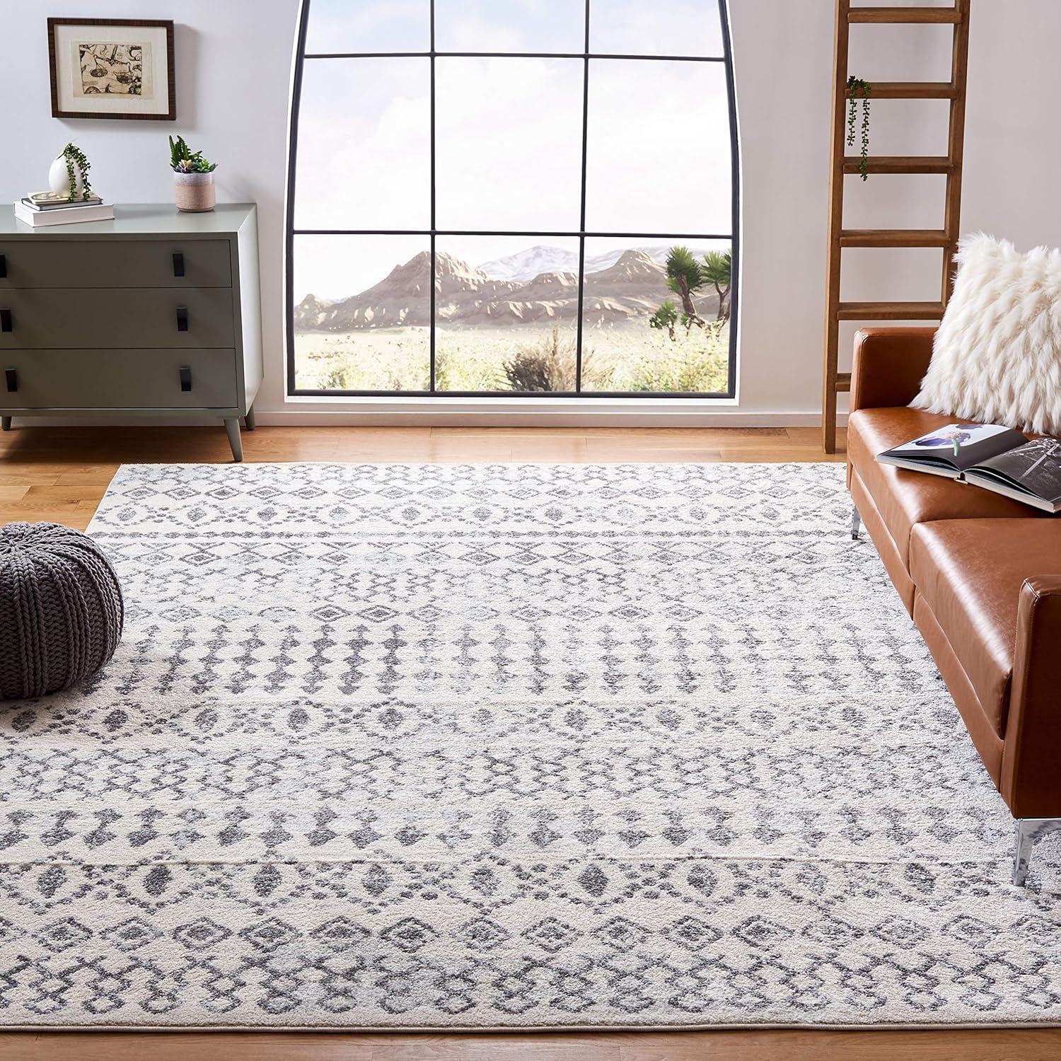 image:imageSAFAVIEH Tulum Collection Area Rug 53 x 76 Ivory amp Grey Moroccan Boho Distressed Design NonShedding amp Easy to Clean Ideal for Living Room Bedroom Dining Space TUL240AIvoryGrey