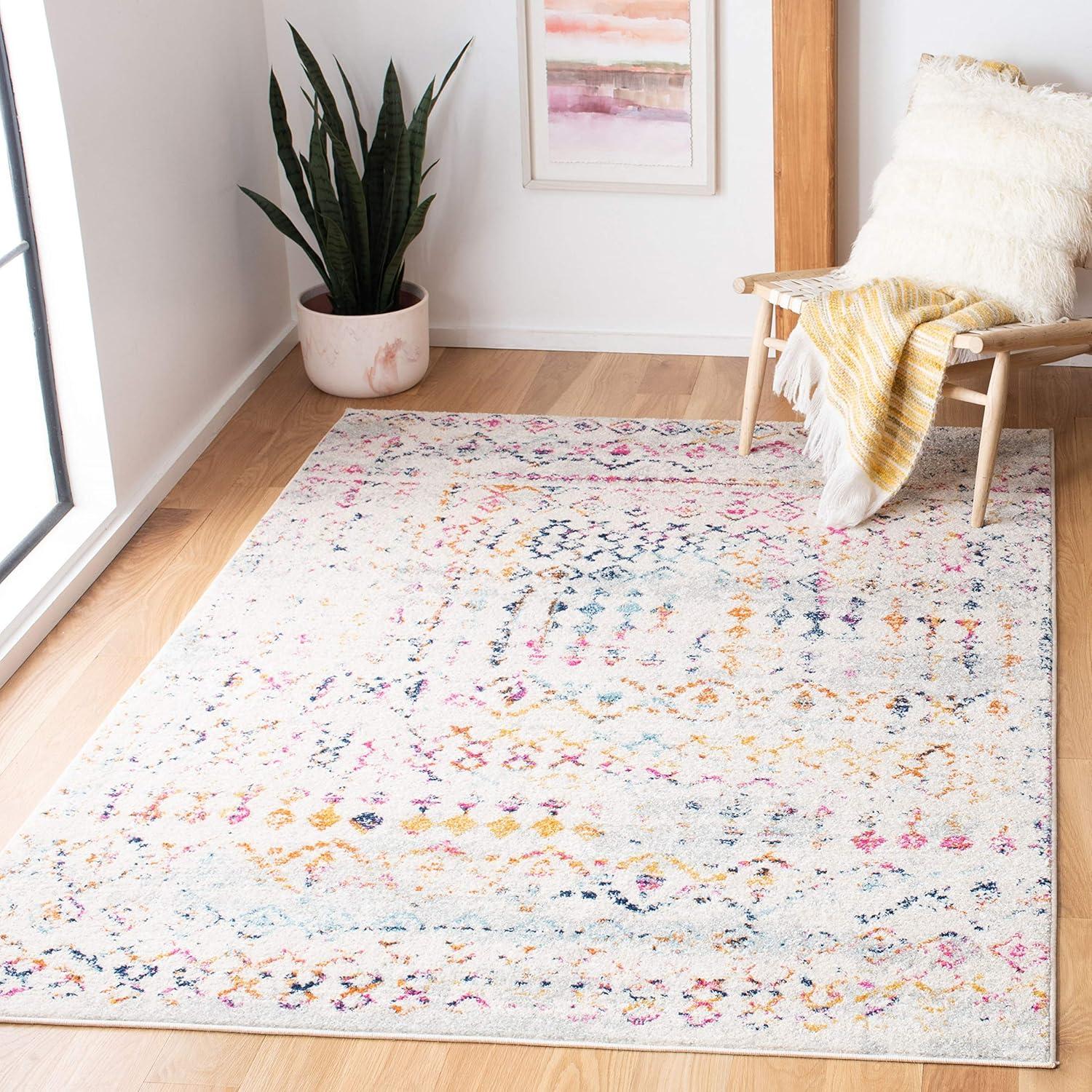image:imageSAFAVIEH Tulum Collection Area Rug 53 x 76 Ivory amp Grey Moroccan Boho Distressed Design NonShedding amp Easy to Clean Ideal for Living Room Bedroom Dining Space TUL240AIvoryGold