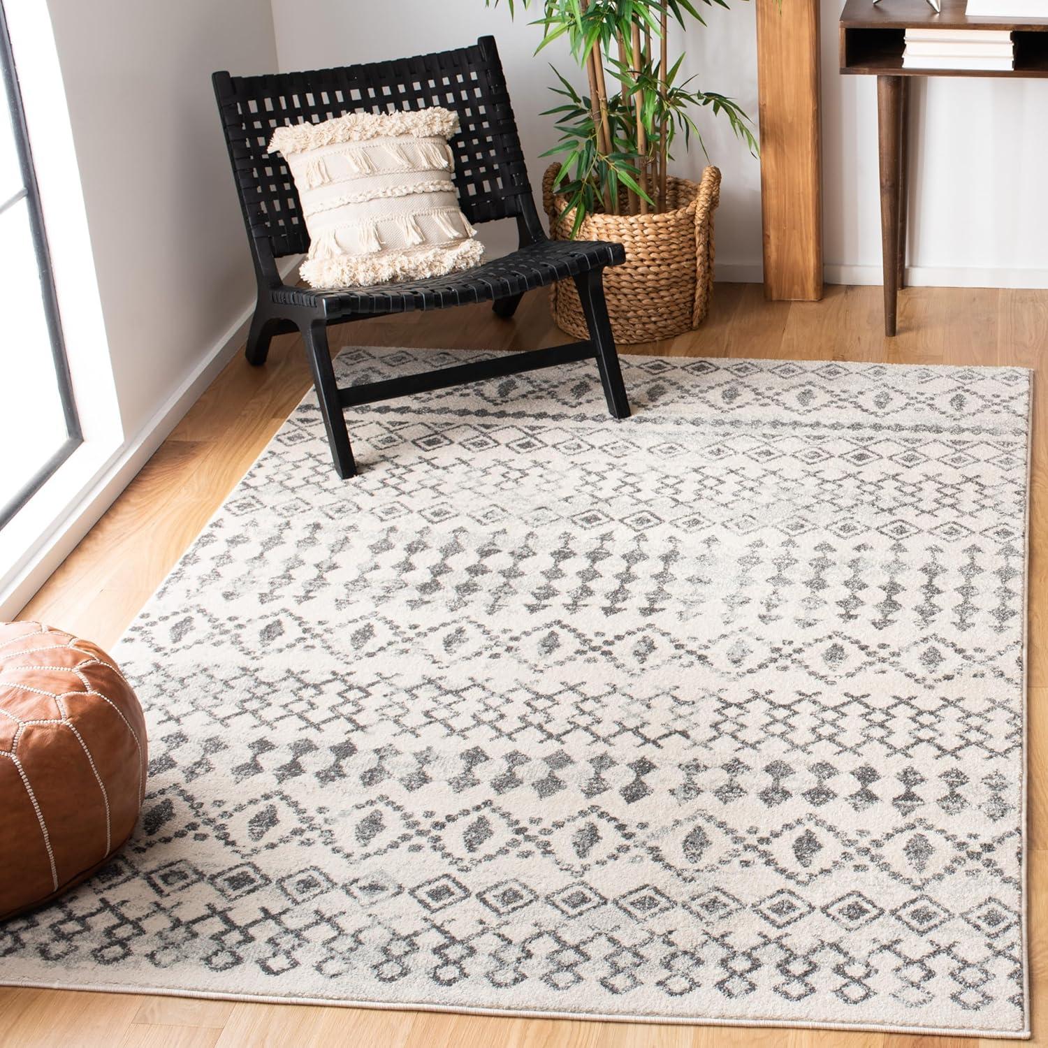 image:imageSAFAVIEH Tulum Collection Area Rug 53 x 76 Ivory amp Grey Moroccan Boho Distressed Design NonShedding amp Easy to Clean Ideal for Living Room Bedroom Dining Space TUL240AIvoryGrey