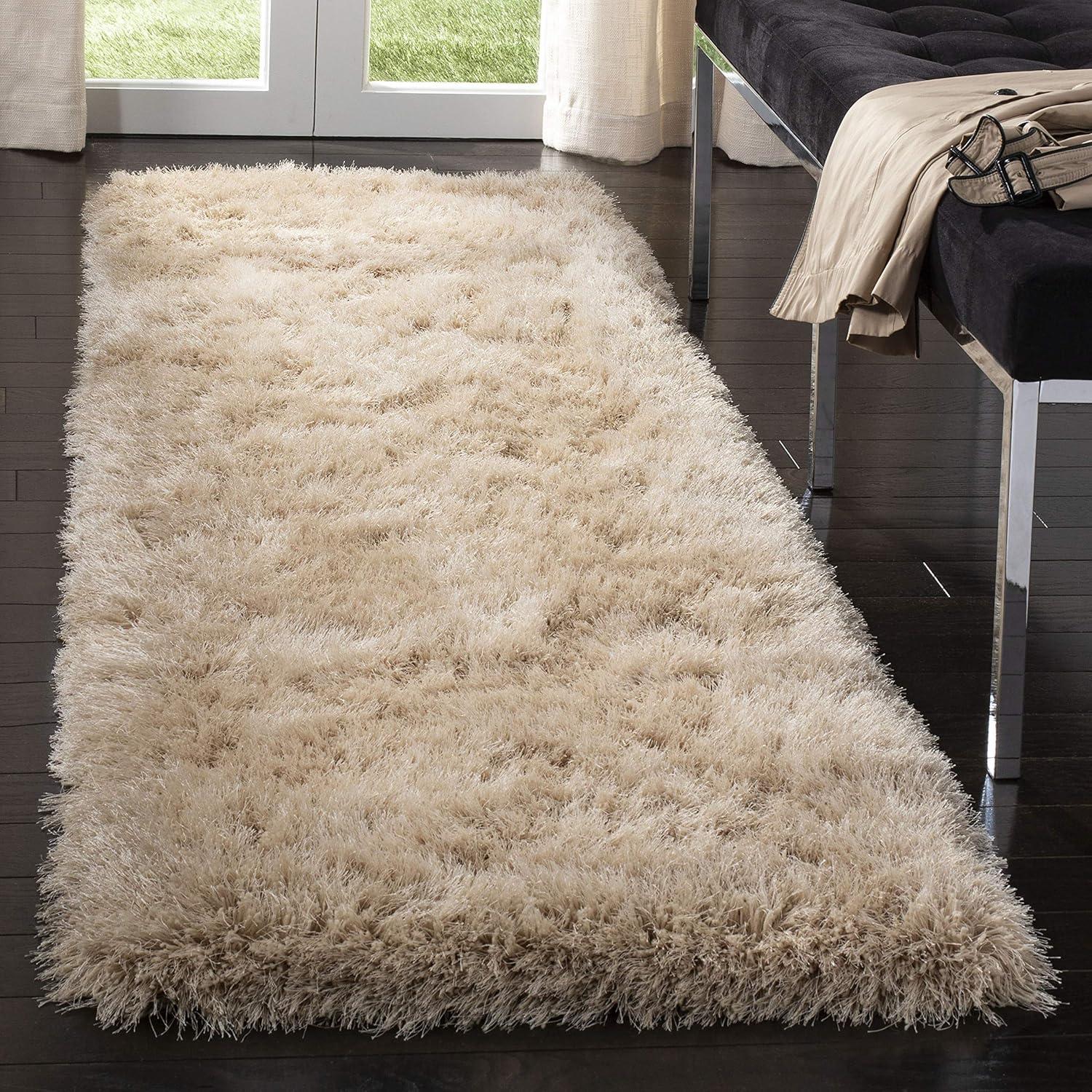 image:imageSAFAVIEH Venice Shag Collection Area Rug 5 x 7 Champagne Handmade Glam 3inch Thick Ideal for High Traffic Areas in Living Room Bedroom SG256CChampagne