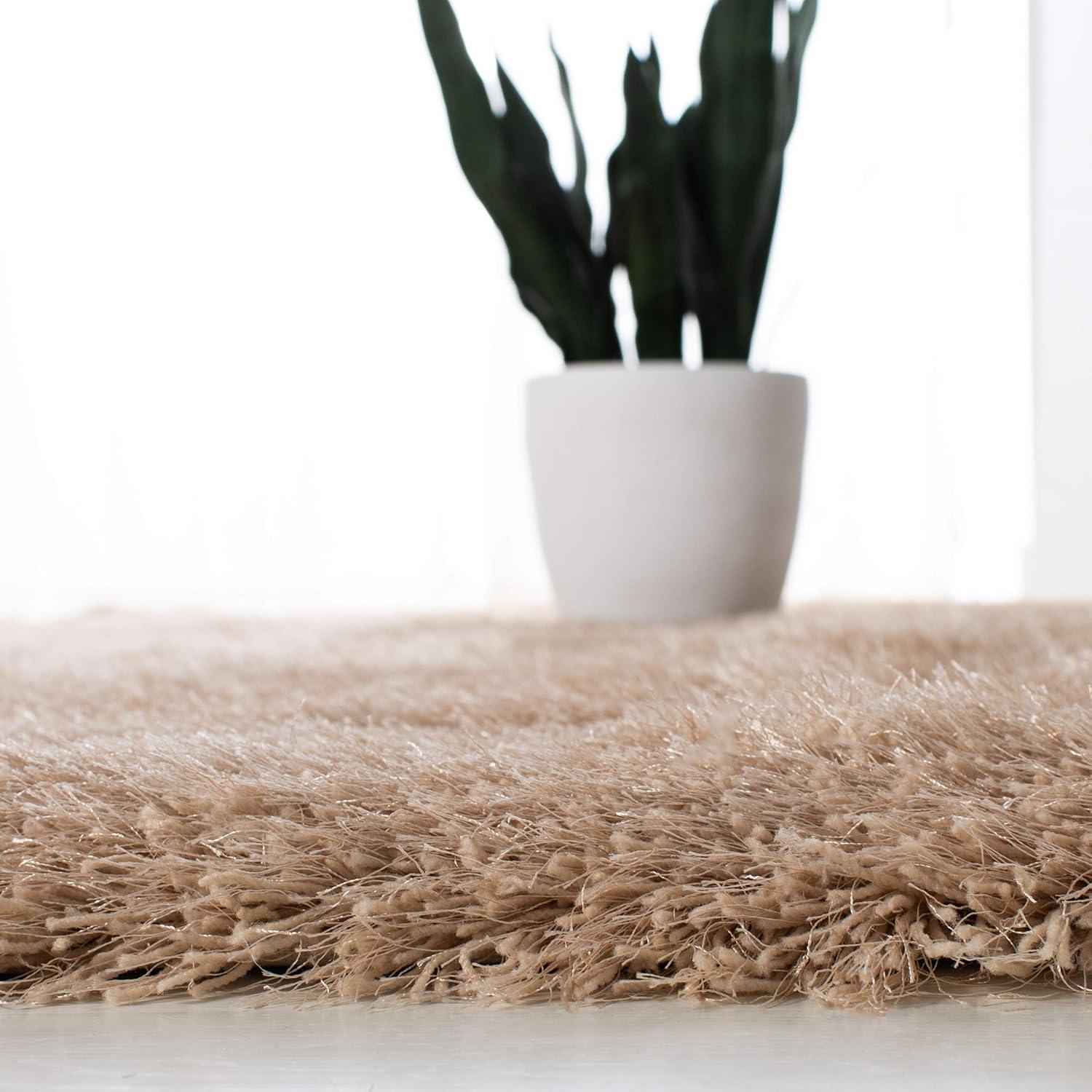 image:imageSAFAVIEH Venice Shag Collection Area Rug 5 x 7 Champagne Handmade Glam 3inch Thick Ideal for High Traffic Areas in Living Room Bedroom SG256CChampagne