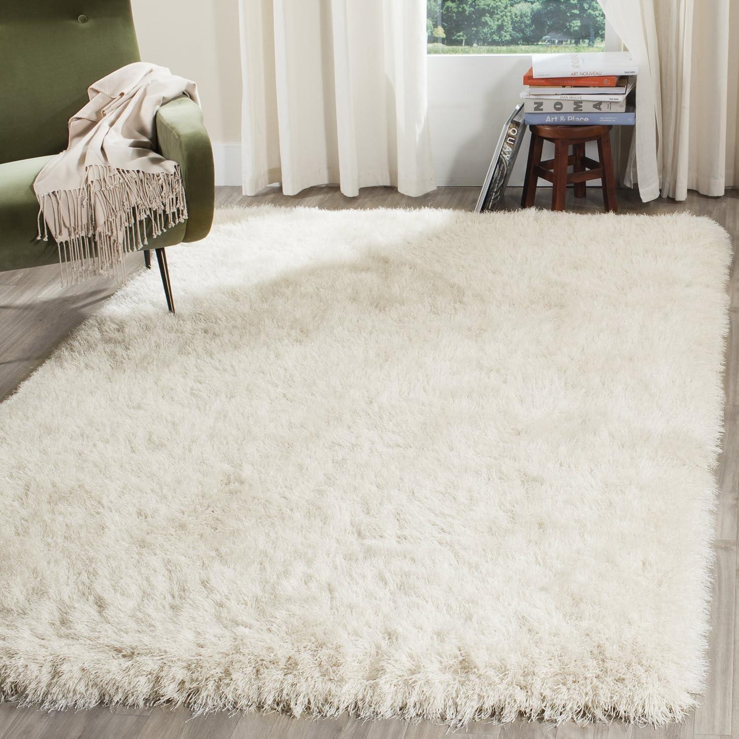 image:imageSAFAVIEH Venice Shag Collection Area Rug 5 x 7 Champagne Handmade Glam 3inch Thick Ideal for High Traffic Areas in Living Room Bedroom SG256CPearl