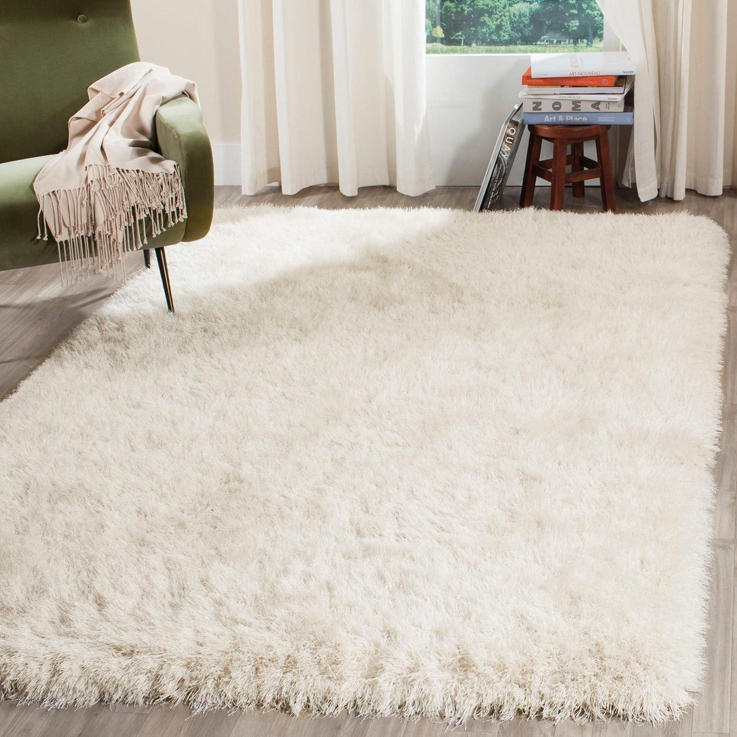 image:imageSAFAVIEH Venice Shag Collection Area Rug 5 x 7 Champagne Handmade Glam 3inch Thick Ideal for High Traffic Areas in Living Room Bedroom SG256CPearl