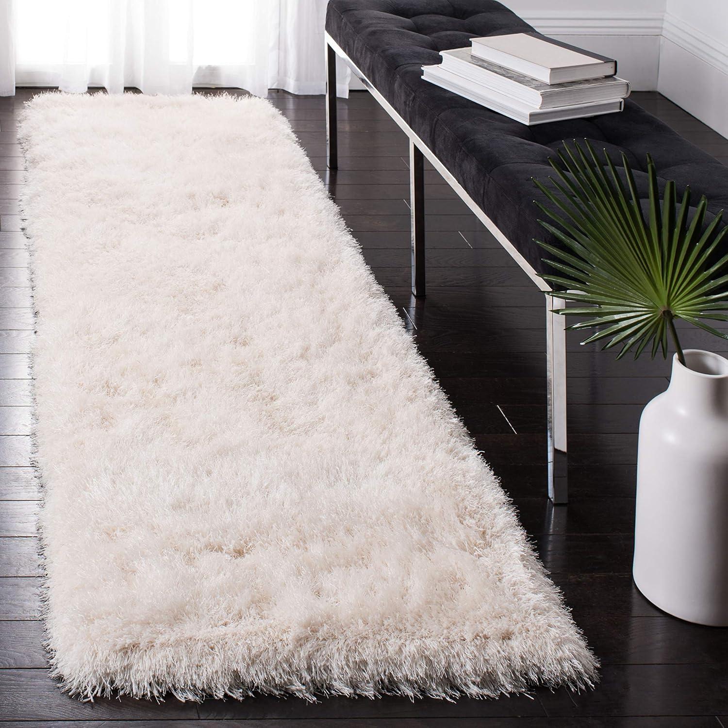 image:imageSAFAVIEH Venice Shag Collection Area Rug 5 x 7 Champagne Handmade Glam 3inch Thick Ideal for High Traffic Areas in Living Room Bedroom SG256CPearl