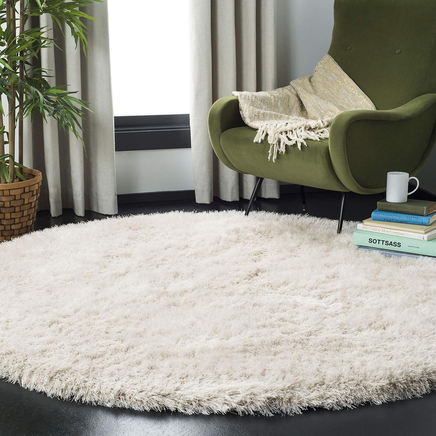 image:imageSAFAVIEH Venice Shag Collection Area Rug 5 x 7 Champagne Handmade Glam 3inch Thick Ideal for High Traffic Areas in Living Room Bedroom SG256CPearl