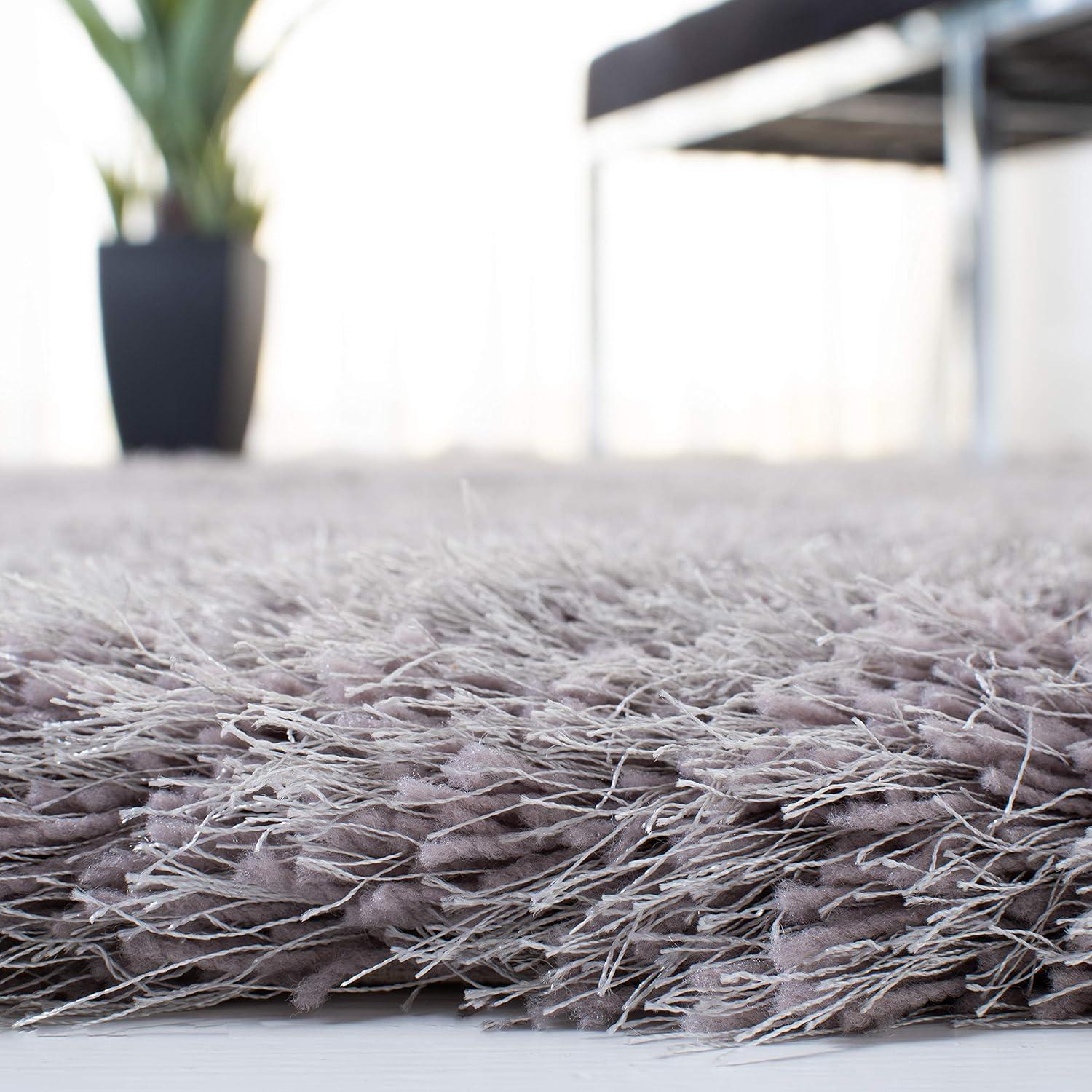 image:imageSAFAVIEH Venice Shag Collection Area Rug 5 x 7 Champagne Handmade Glam 3inch Thick Ideal for High Traffic Areas in Living Room Bedroom SG256CSilver