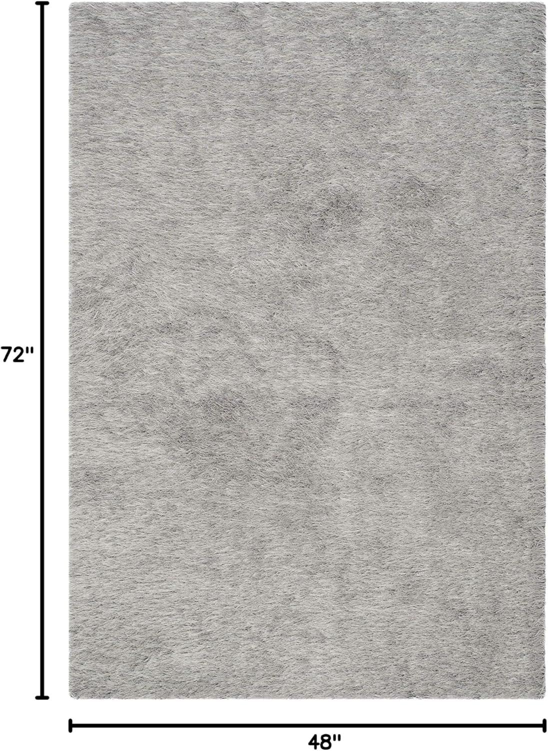 image:imageSAFAVIEH Venice Shag Collection Area Rug 5 x 7 Champagne Handmade Glam 3inch Thick Ideal for High Traffic Areas in Living Room Bedroom SG256CSilver
