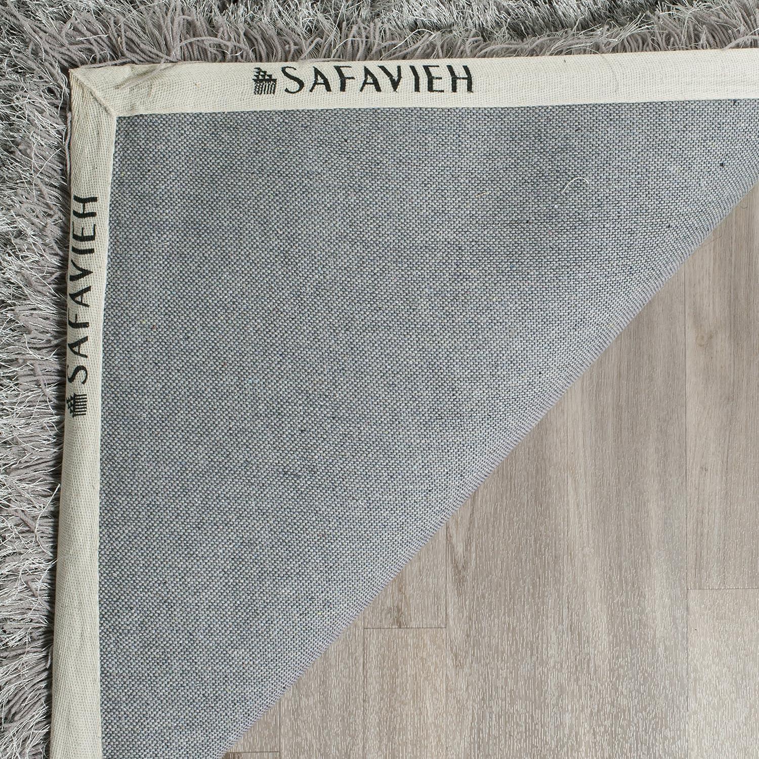 image:imageSAFAVIEH Venice Shag Collection Area Rug 5 x 7 Champagne Handmade Glam 3inch Thick Ideal for High Traffic Areas in Living Room Bedroom SG256CSilver