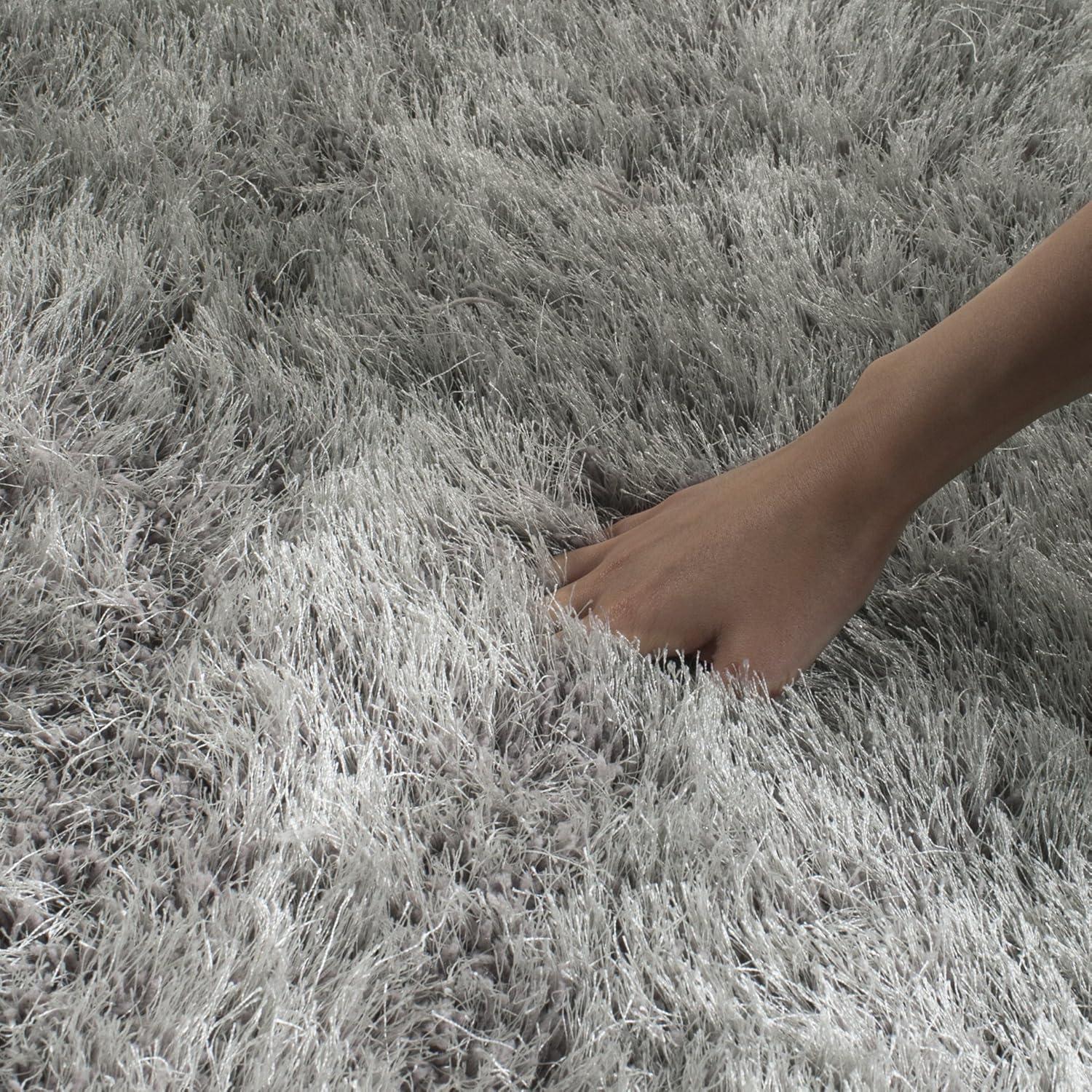 image:imageSAFAVIEH Venice Shag Collection Area Rug 5 x 7 Champagne Handmade Glam 3inch Thick Ideal for High Traffic Areas in Living Room Bedroom SG256CSilver