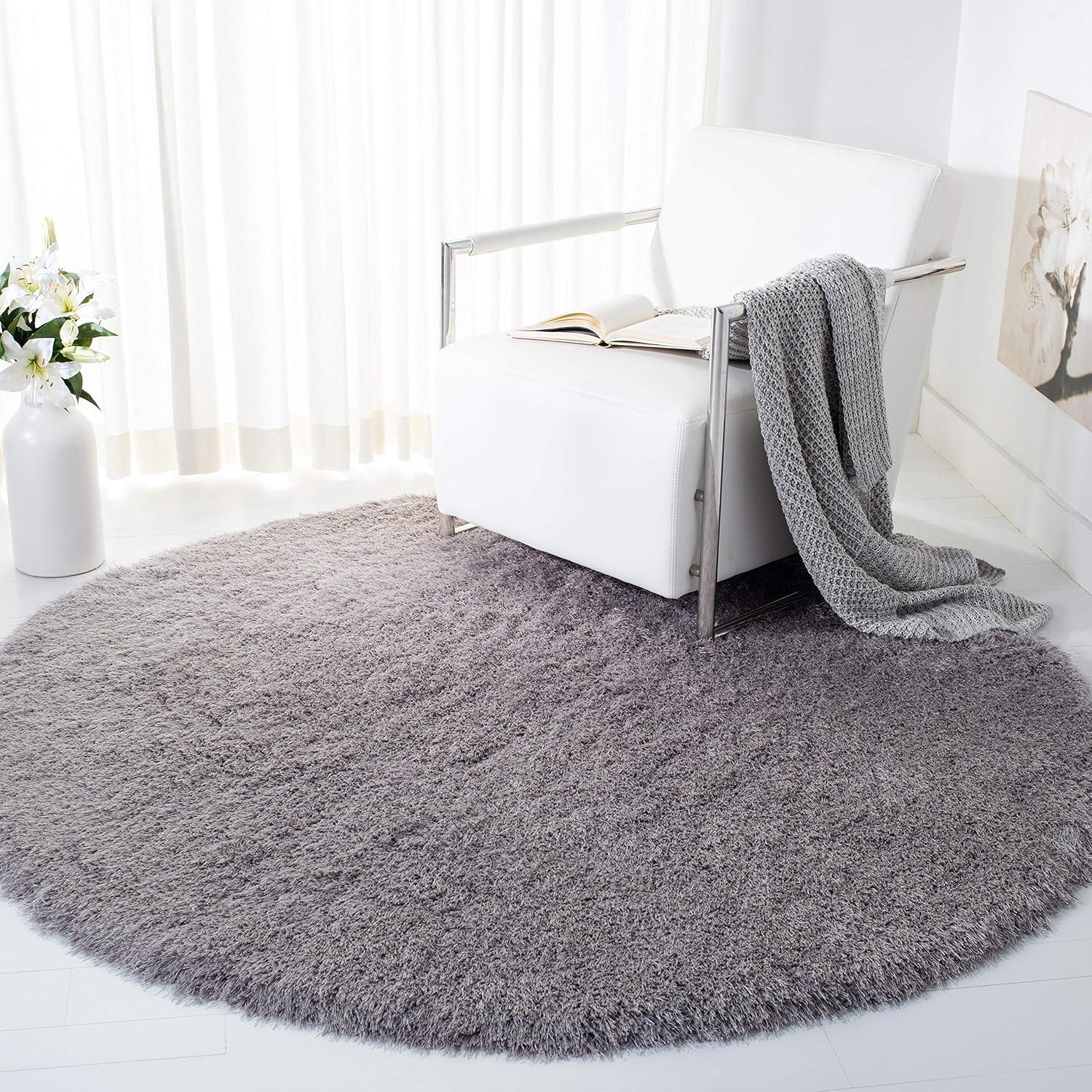 image:imageSAFAVIEH Venice Shag Collection Area Rug 5 x 7 Champagne Handmade Glam 3inch Thick Ideal for High Traffic Areas in Living Room Bedroom SG256CSilver