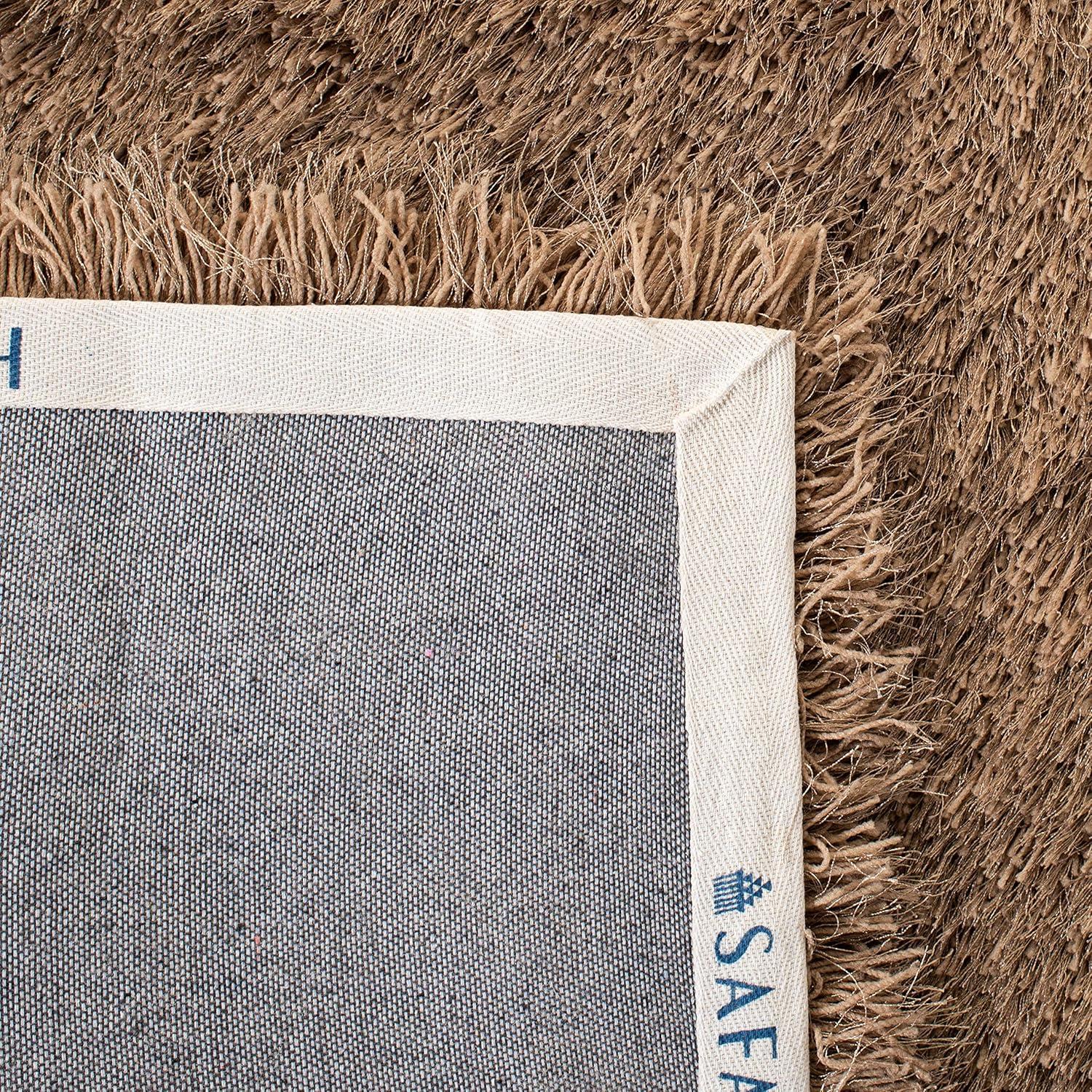 image:imageSAFAVIEH Venice Shag Collection Area Rug 5 x 7 Champagne Handmade Glam 3inch Thick Ideal for High Traffic Areas in Living Room Bedroom SG256CTaupe