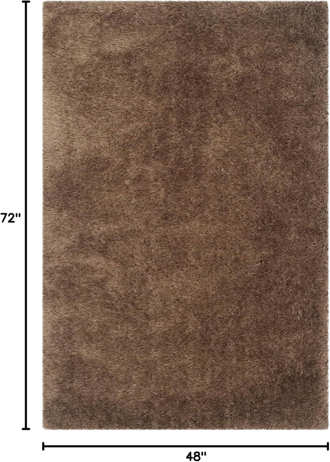 image:imageSAFAVIEH Venice Shag Collection Area Rug 5 x 7 Champagne Handmade Glam 3inch Thick Ideal for High Traffic Areas in Living Room Bedroom SG256CTaupe
