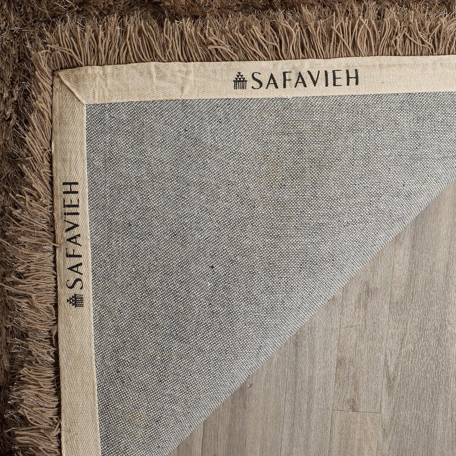 image:imageSAFAVIEH Venice Shag Collection Area Rug 5 x 7 Champagne Handmade Glam 3inch Thick Ideal for High Traffic Areas in Living Room Bedroom SG256CTaupe