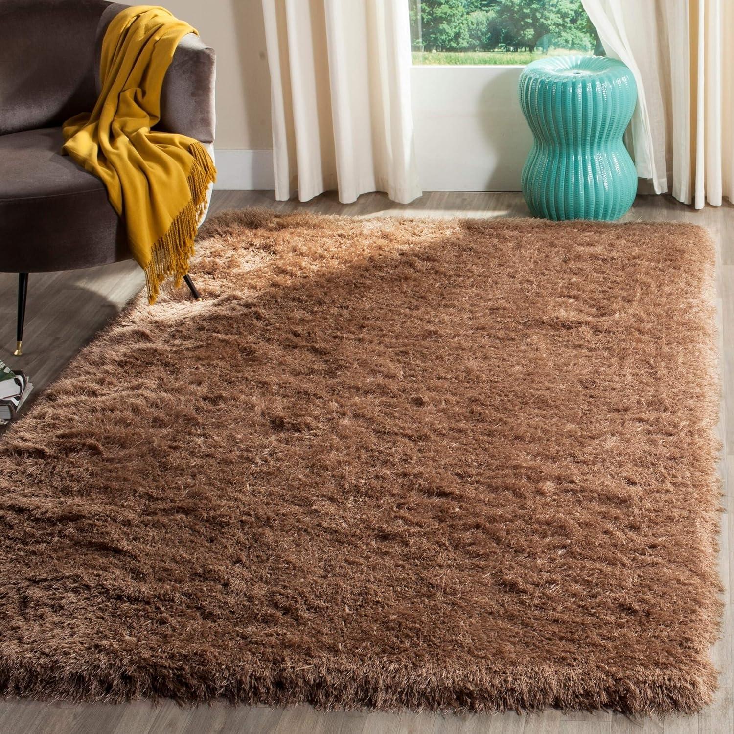 image:imageSAFAVIEH Venice Shag Collection Area Rug 5 x 7 Champagne Handmade Glam 3inch Thick Ideal for High Traffic Areas in Living Room Bedroom SG256CTaupe