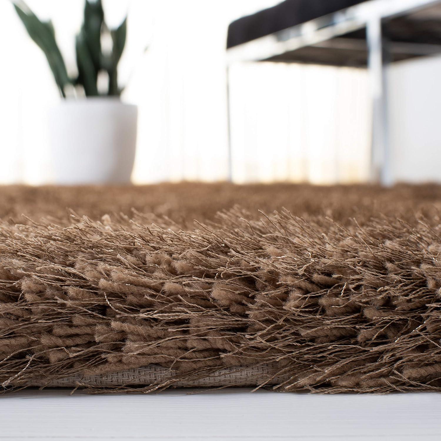 image:imageSAFAVIEH Venice Shag Collection Area Rug 5 x 7 Champagne Handmade Glam 3inch Thick Ideal for High Traffic Areas in Living Room Bedroom SG256CTaupe