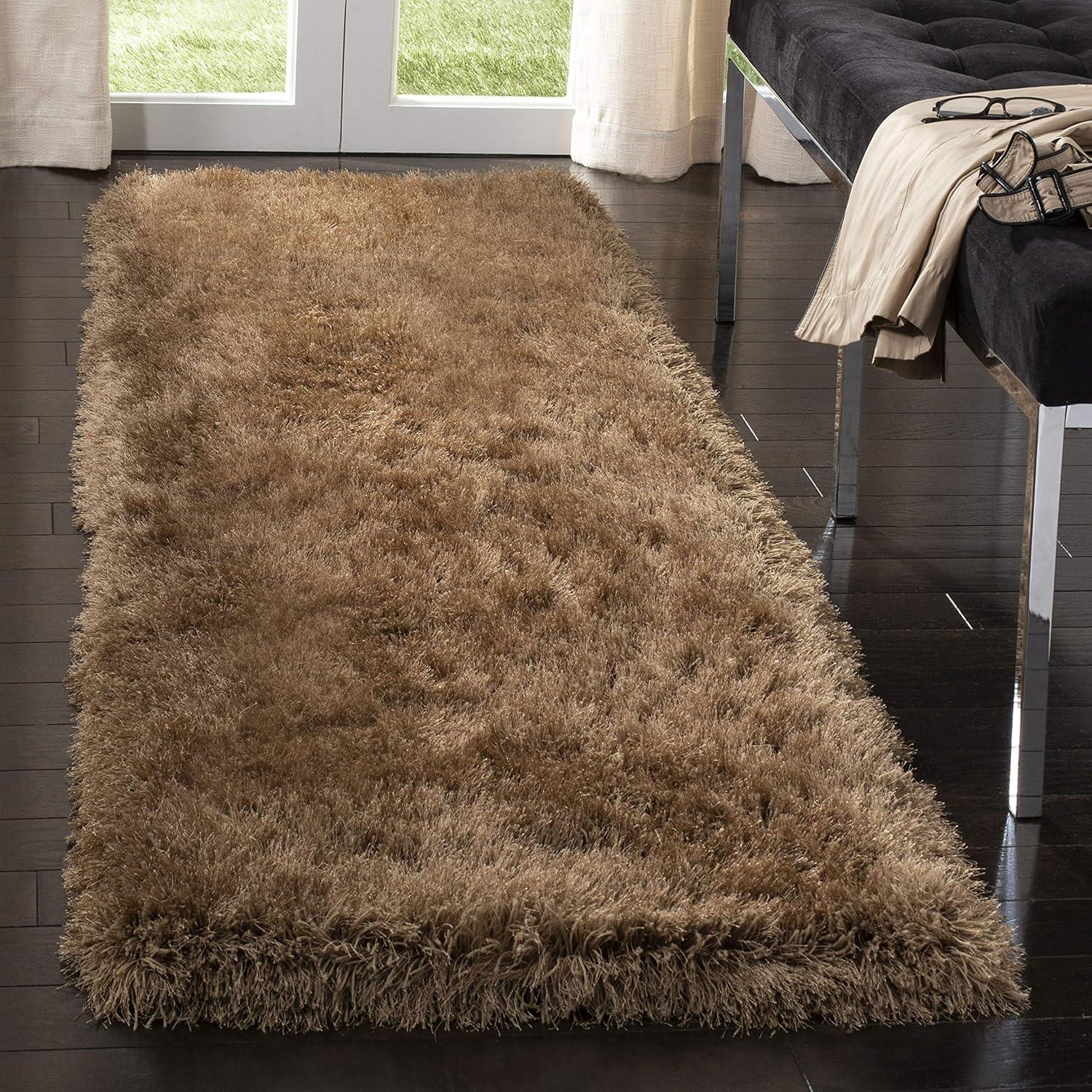 image:imageSAFAVIEH Venice Shag Collection Area Rug 5 x 7 Champagne Handmade Glam 3inch Thick Ideal for High Traffic Areas in Living Room Bedroom SG256CTaupe