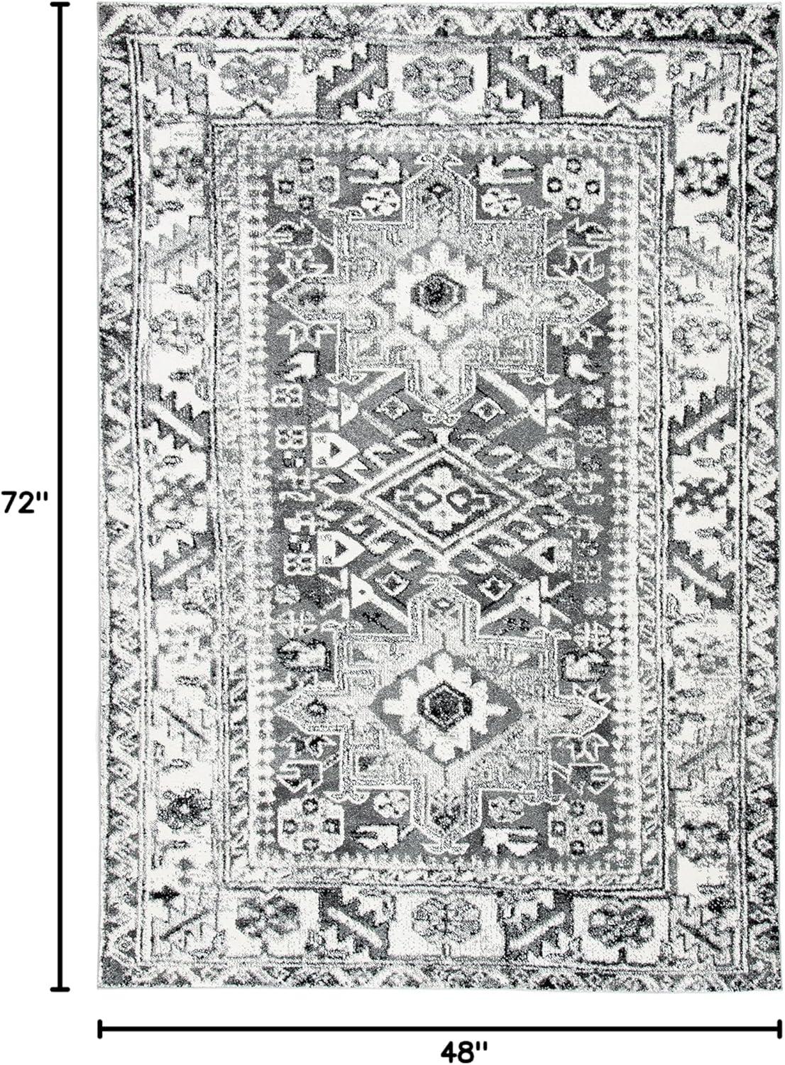 image:imageSAFAVIEH Vintage Hamadan Collection Area Rug 8 Round Red amp Multi Traditional Persian Design NonShedding amp Easy to Clean Ideal for Living Room Bedroom Dining Space VTH211AGreyIvory