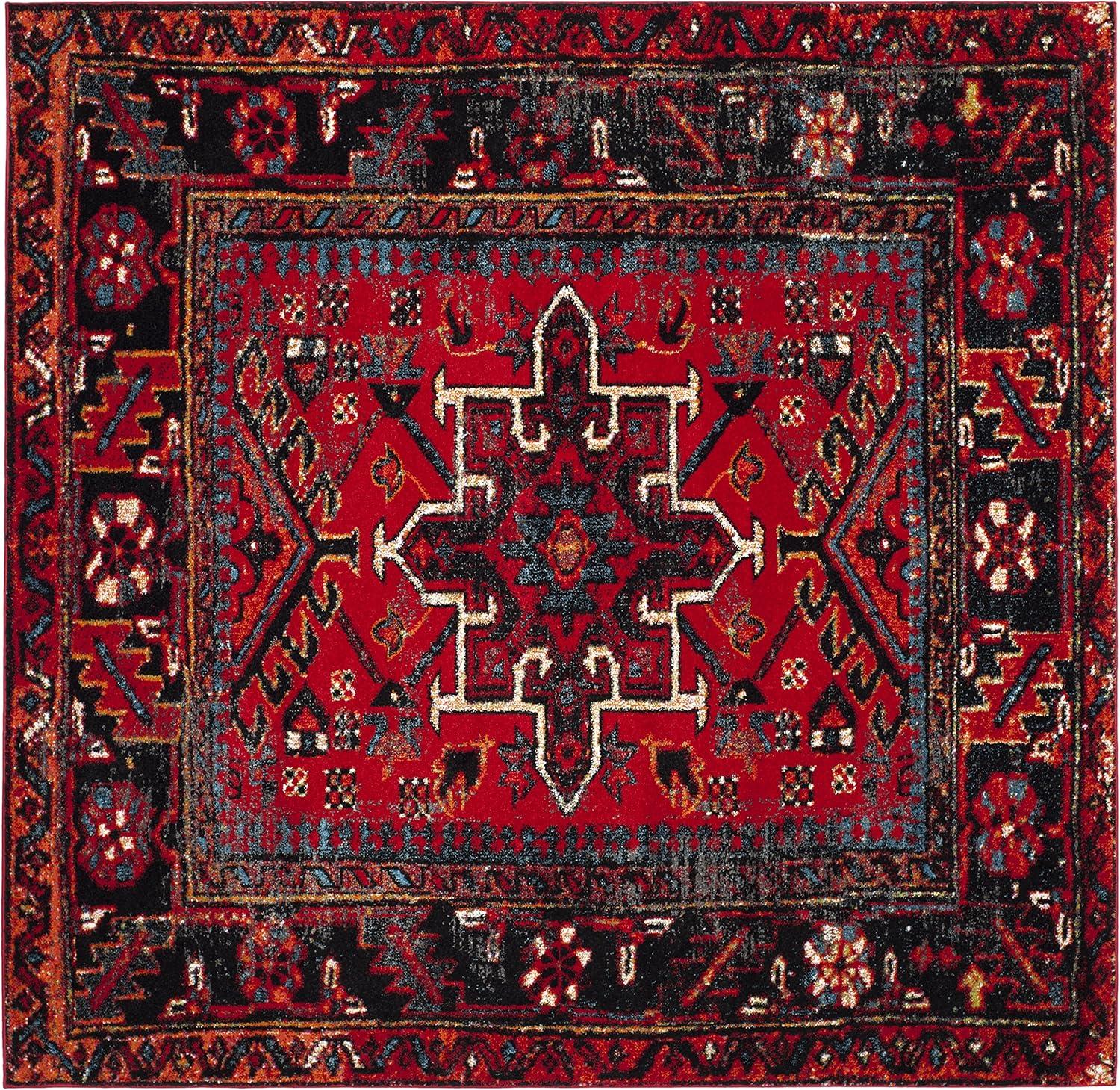 image:imageSAFAVIEH Vintage Hamadan Collection Area Rug 8 Round Red amp Multi Traditional Persian Design NonShedding amp Easy to Clean Ideal for Living Room Bedroom Dining Space VTH211ARedMulti