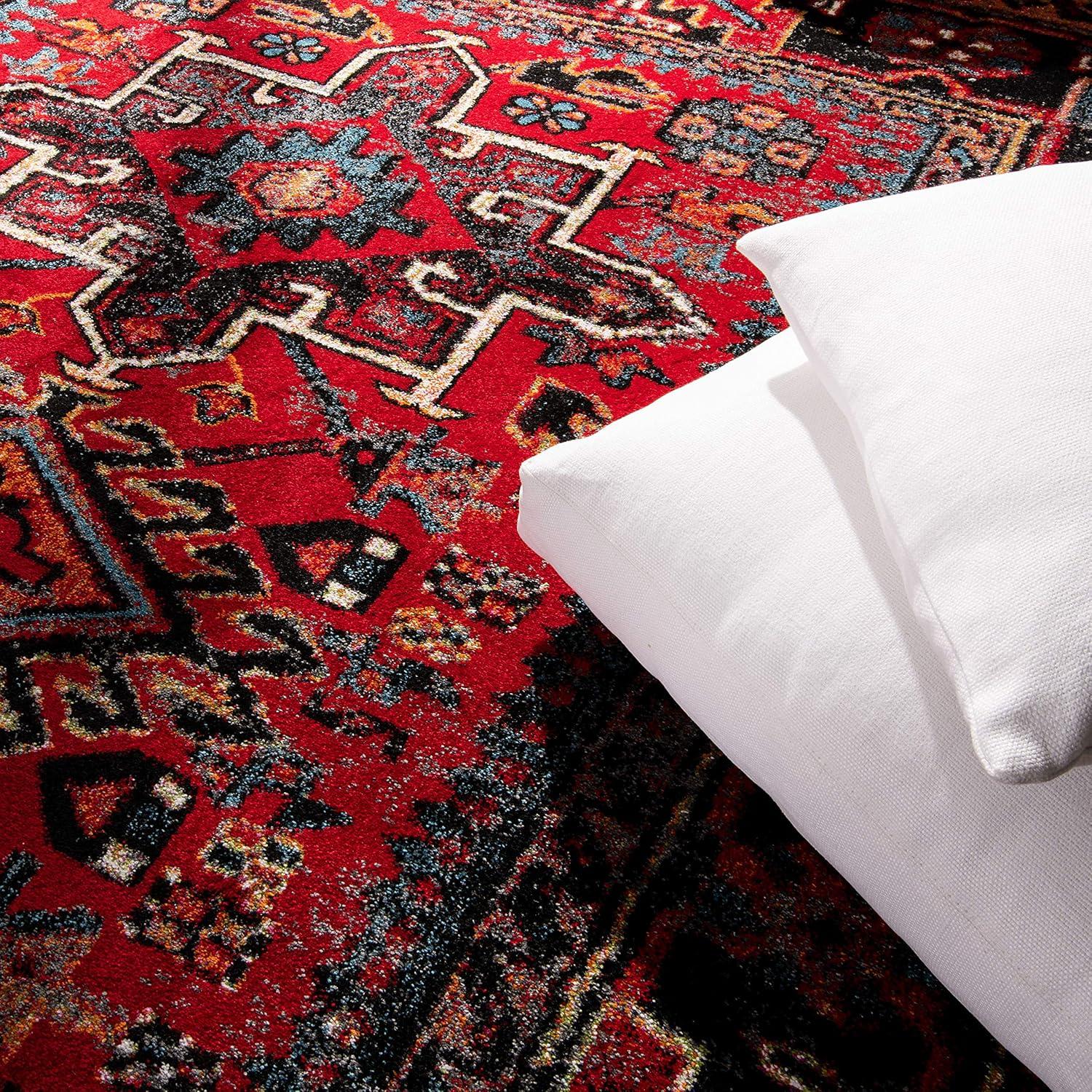 image:imageSAFAVIEH Vintage Hamadan Collection Area Rug 8 Round Red amp Multi Traditional Persian Design NonShedding amp Easy to Clean Ideal for Living Room Bedroom Dining Space VTH211ABlueGrey