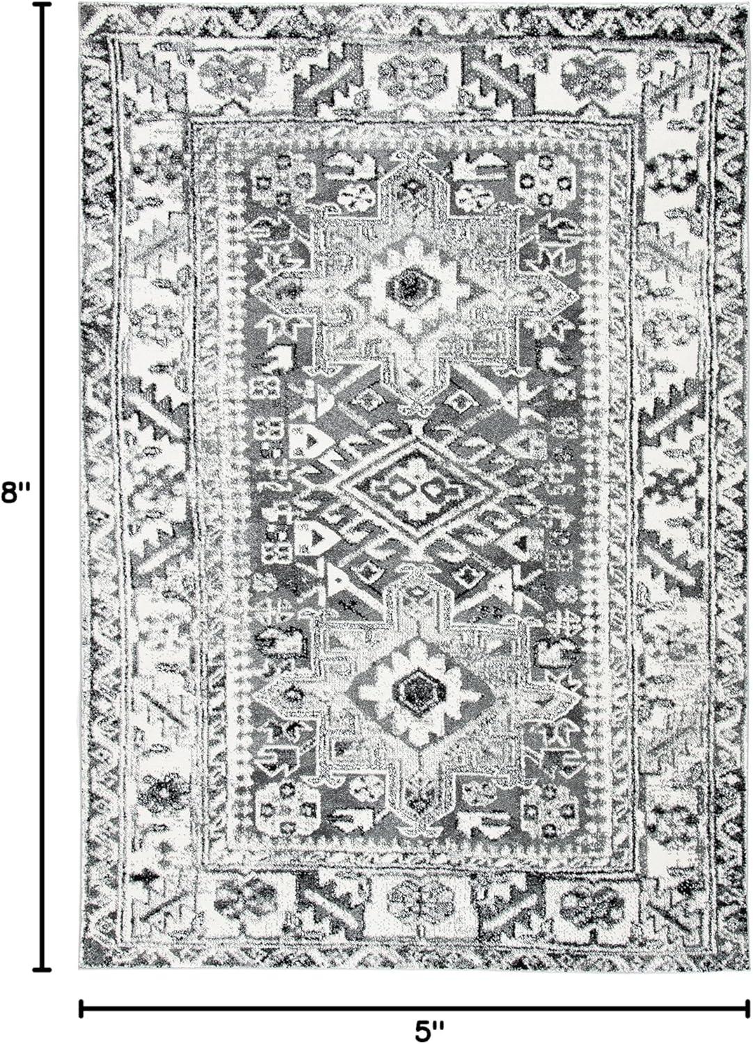 image:imageSAFAVIEH Vintage Hamadan Collection Area Rug 8 Round Red amp Multi Traditional Persian Design NonShedding amp Easy to Clean Ideal for Living Room Bedroom Dining Space VTH211AGreyIvory